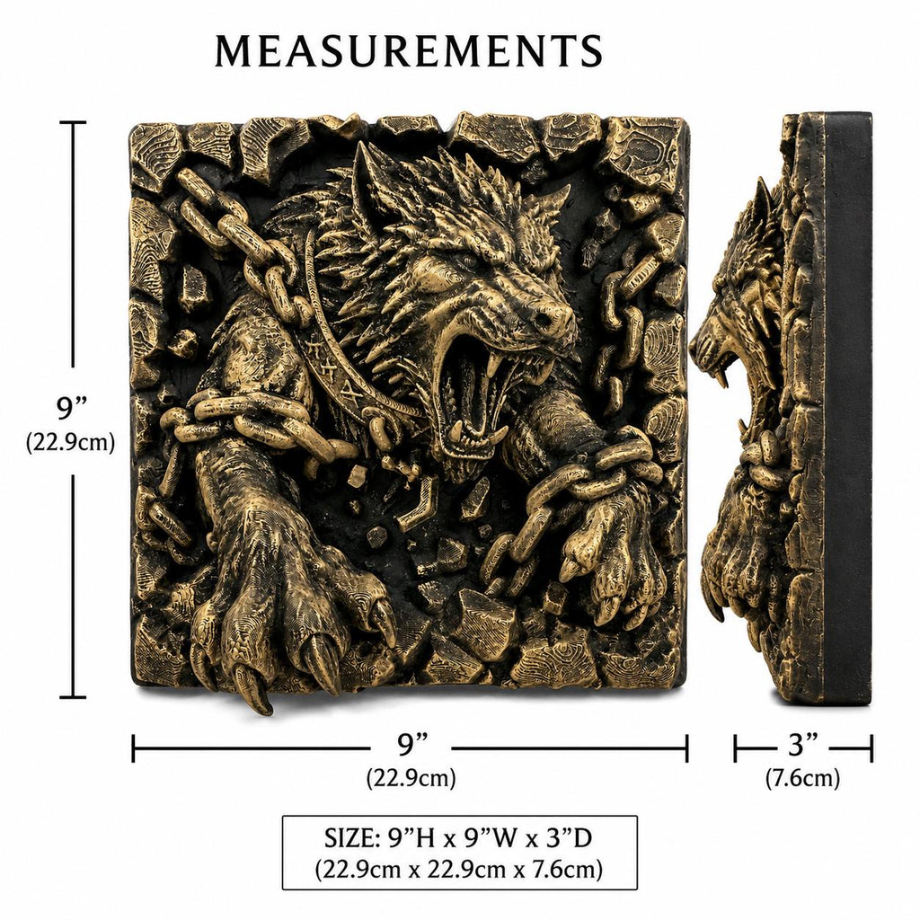 Fenrir Wolf Breaking Chains Wall Relief