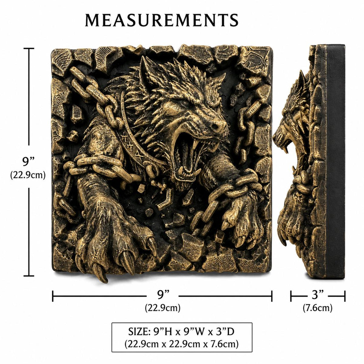 Fenrir Wolf Breaking Chains Wall Relief