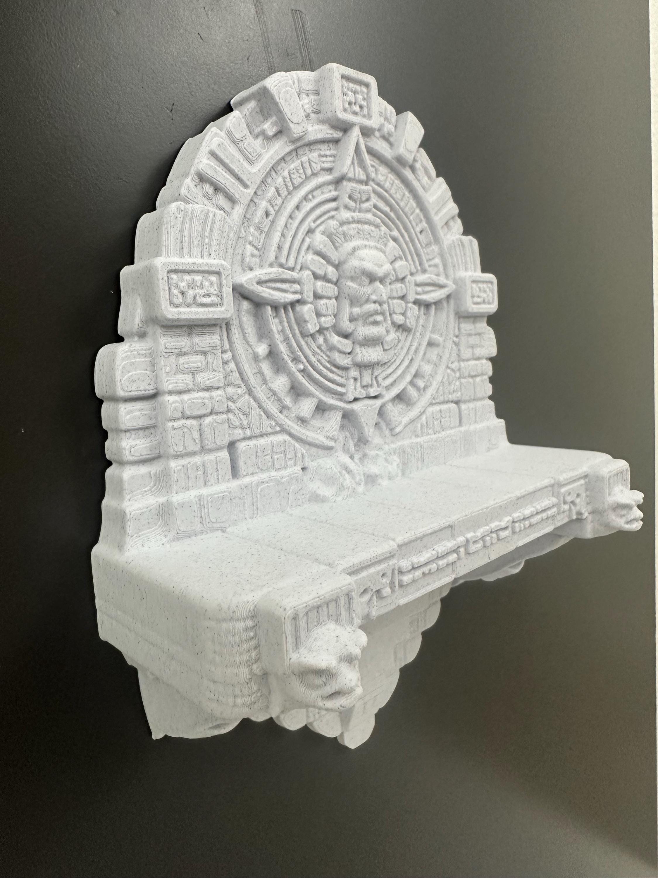 Ancient Aztec Temple Wall Shelf – Mayan Calendar Decor – Aztec Wall Art – Unique Display Shelf