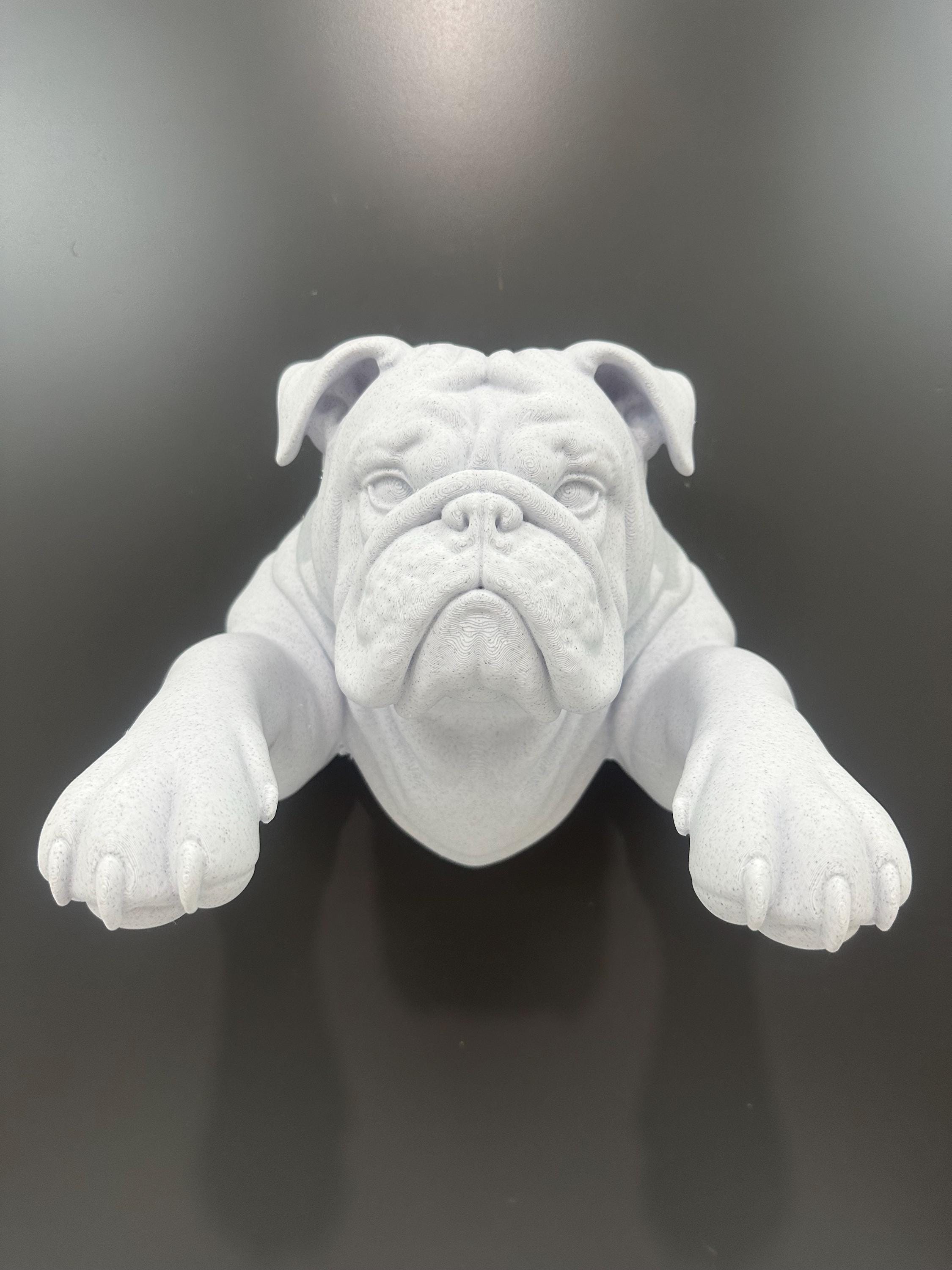 English Bulldog Hand Towel Holder Wall Mount - Dog Bathroom Decor - White Bulldog Wall Sculpture - Towel Rack - Bulldog Lover Gift