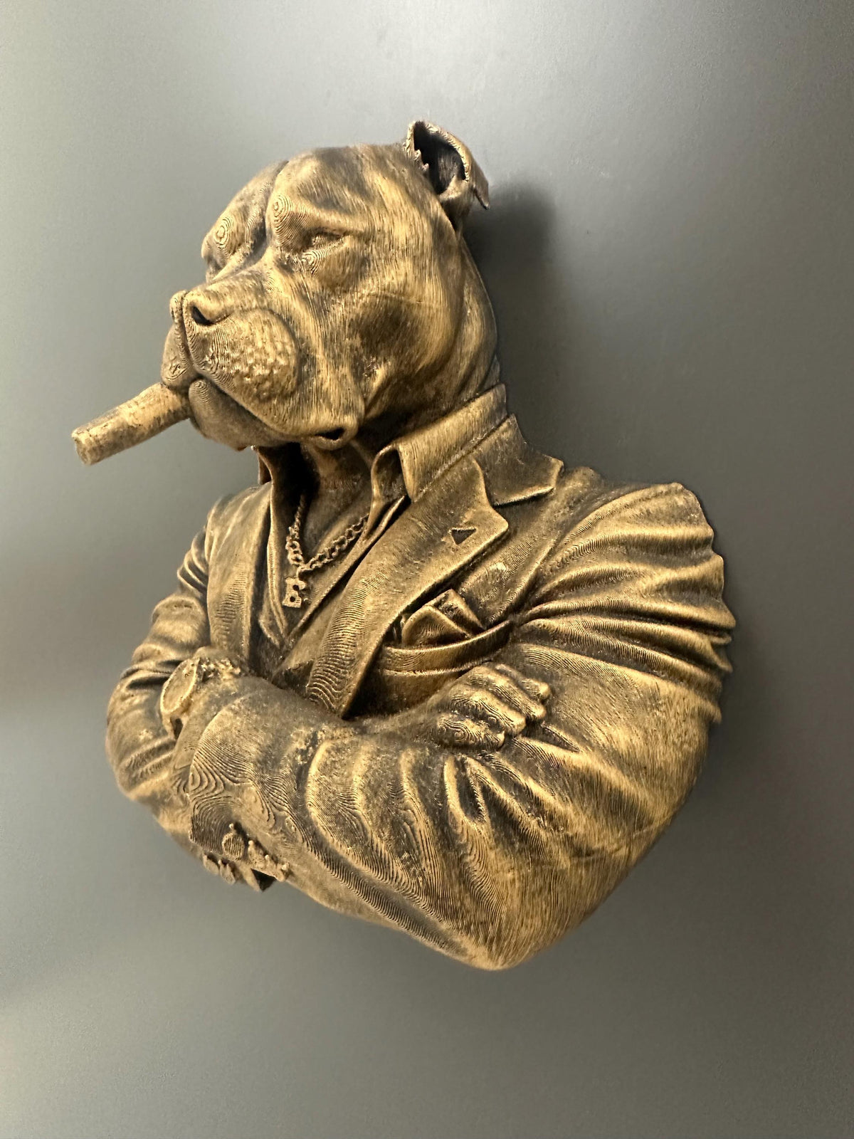 Pitbull Mob Boss Wall Sculpture