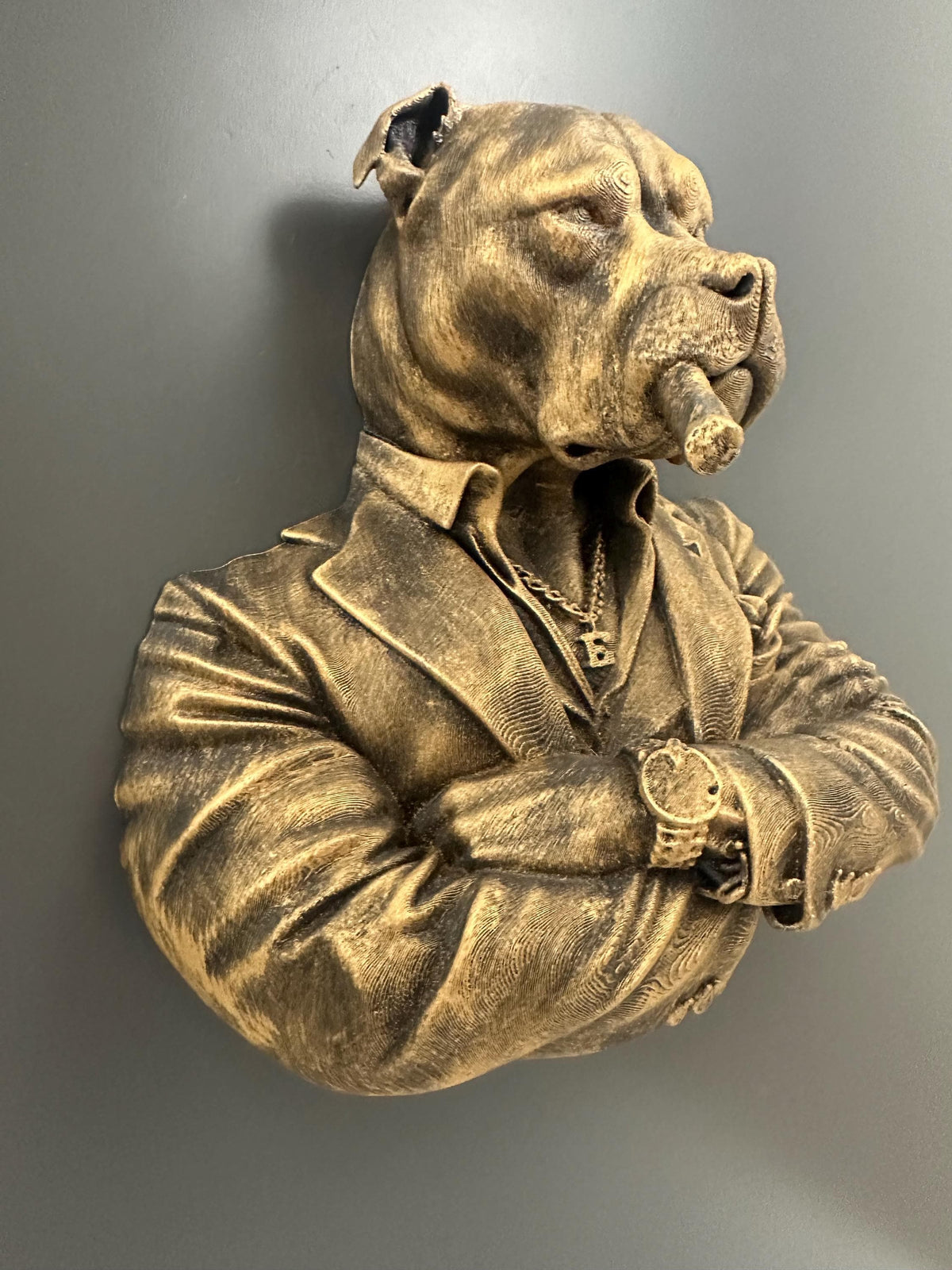 Pitbull Mob Boss Wall Sculpture