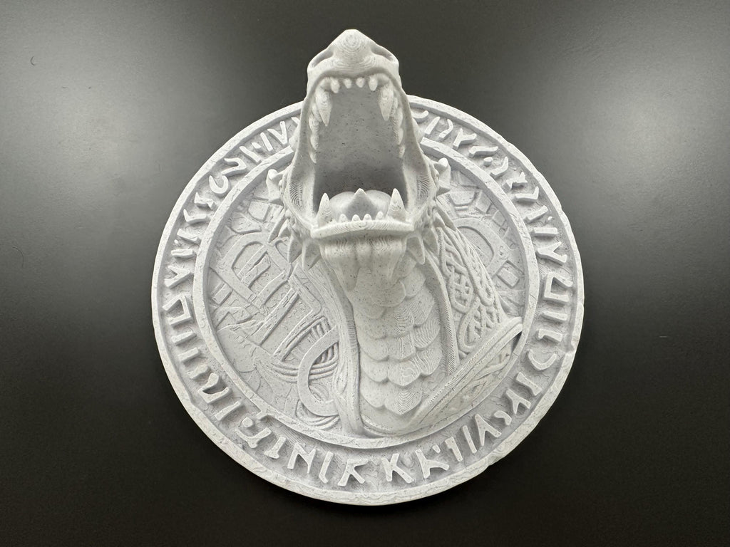 Viking Dragon Wall Plaque - Norse Dragon Runestone - Nordic Dragon Wall Art - Norse Mythology Decor - Medieval Fantasy Dragon Sculpture