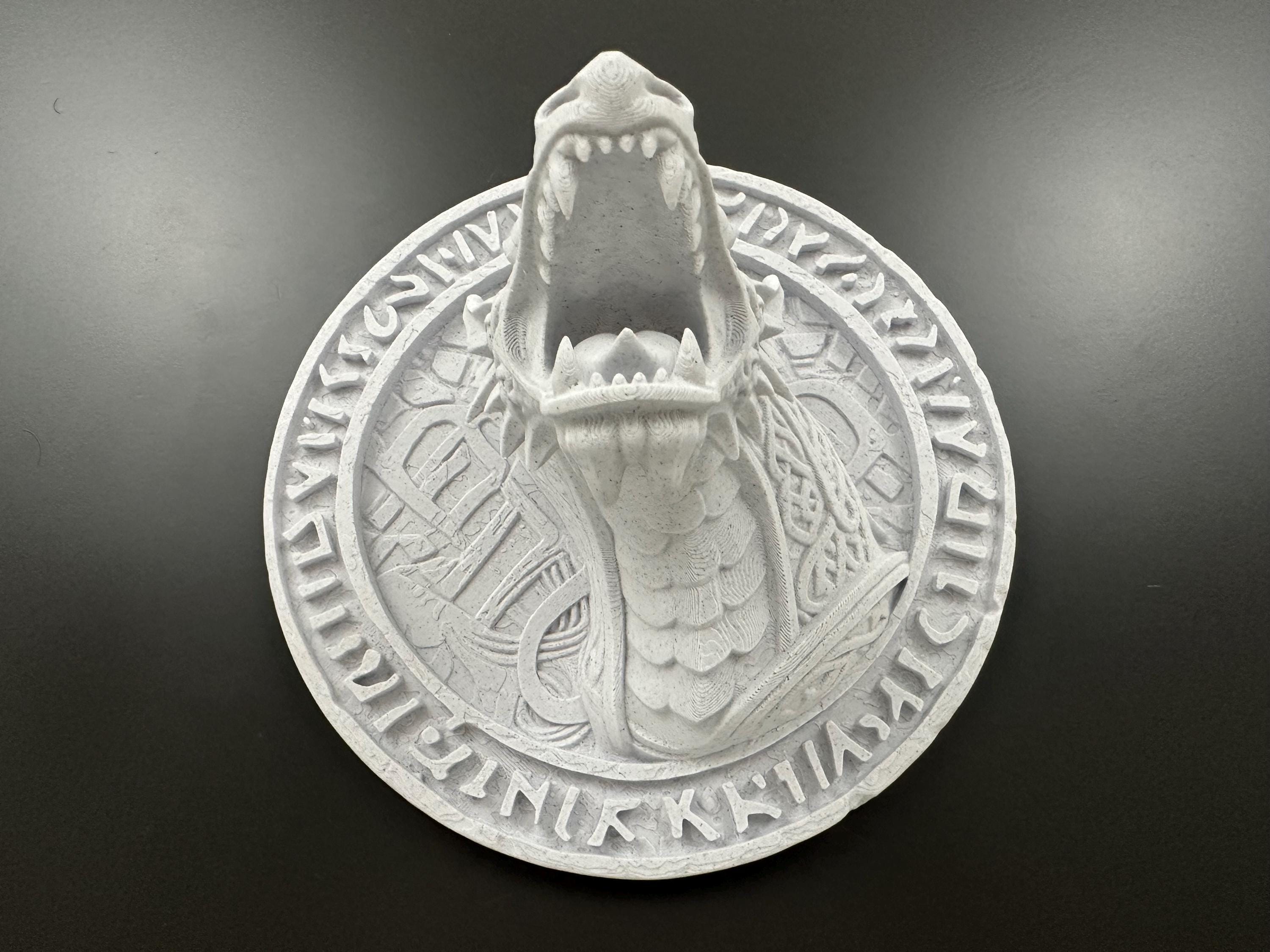 Viking Dragon Wall Plaque - Norse Dragon Runestone - Nordic Dragon Wall Art - Norse Mythology Decor - Medieval Fantasy Dragon Sculpture