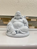 Laughing Buddha Statue 6” Zen Meditation Home Decor - Meditating Desk Decor - Buddha Figurine - Spiritual Shelf Decor - Office Zen Decor