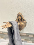 Fantasy Sorceress Goddess Wall Hand Towel Holder - Gothic Medieval Maiden Hand Hook - Unique Hand Painted Bathroom Wall Decor - Dark Gamer
