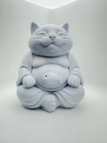 Lucky Cat Buddha Statue 6” Smiling Cat Figurine with Fish Belly - Zen Decor Prosperity Good Luck Collectible Gift Garden Home Desk Decor 3d