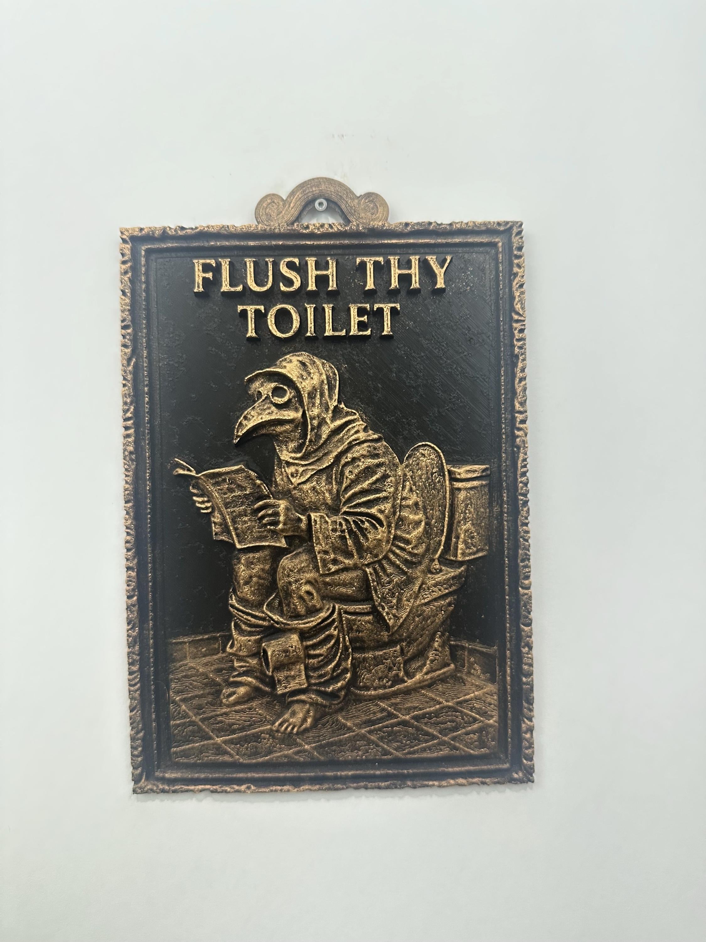 Flush Thy Toilet Gothic Bathroom Wall Art - Plague Doctor Bathroom Decor - Funny Medieval Wall Sculpture - Whimsigoth Dark Humor Decor 10x6