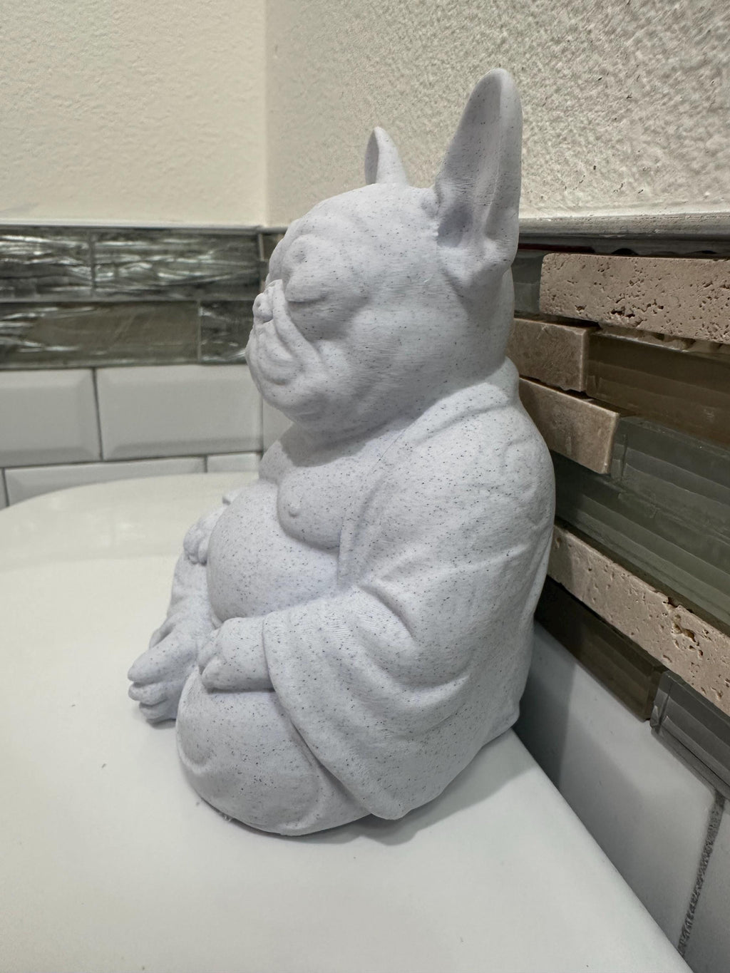 Lucky French Bulldog Buddha Statue 6” Figurine - Zen Decor Prosperity Good Luck Collectible Gift Garden Home Desk Decor 3d