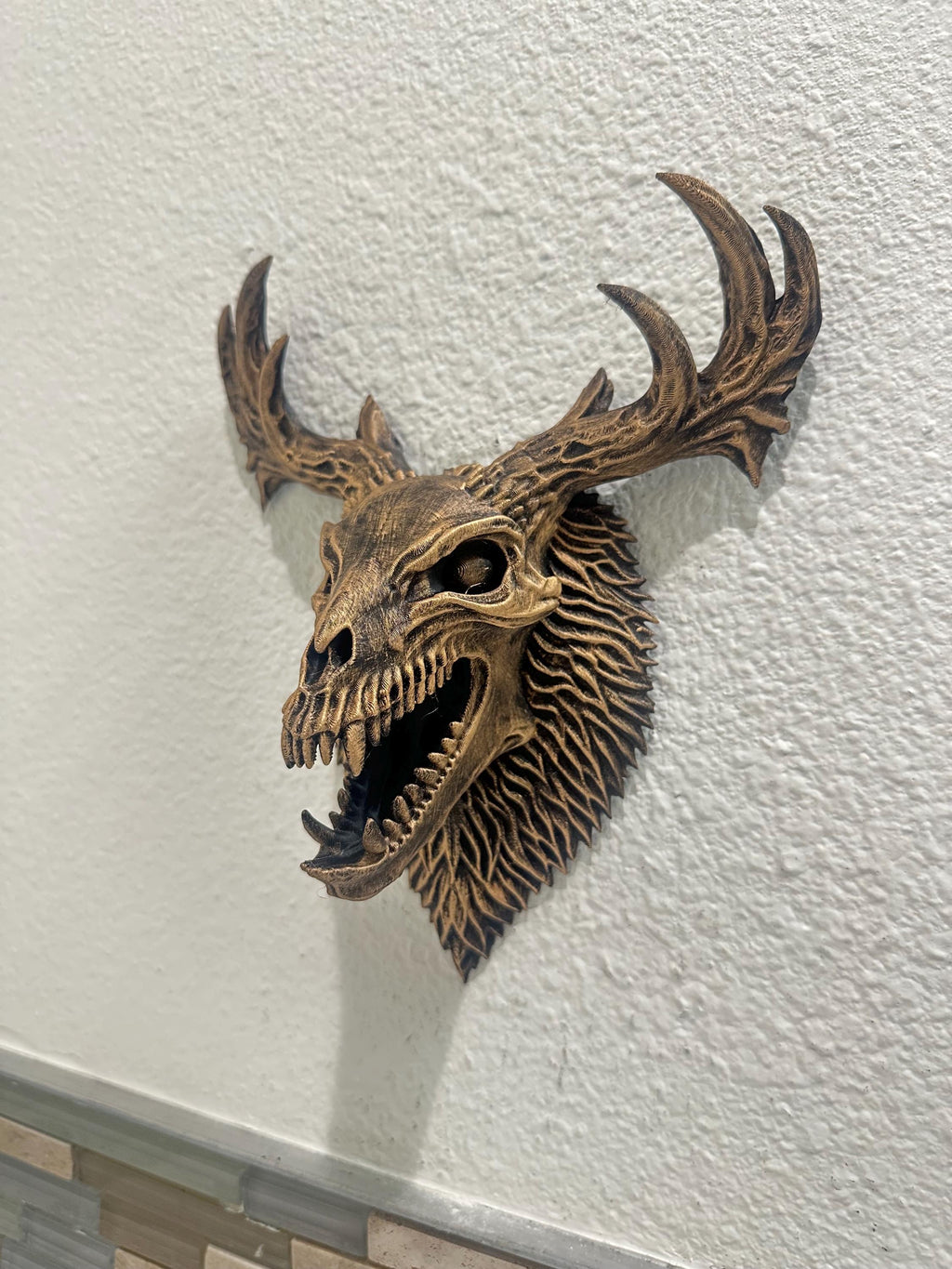 Skull Wall Decor - Gothic Wall Mount - Dark Academia Decor - Wendigo Skull - Horror Home Decor - Cryptid Wall Art