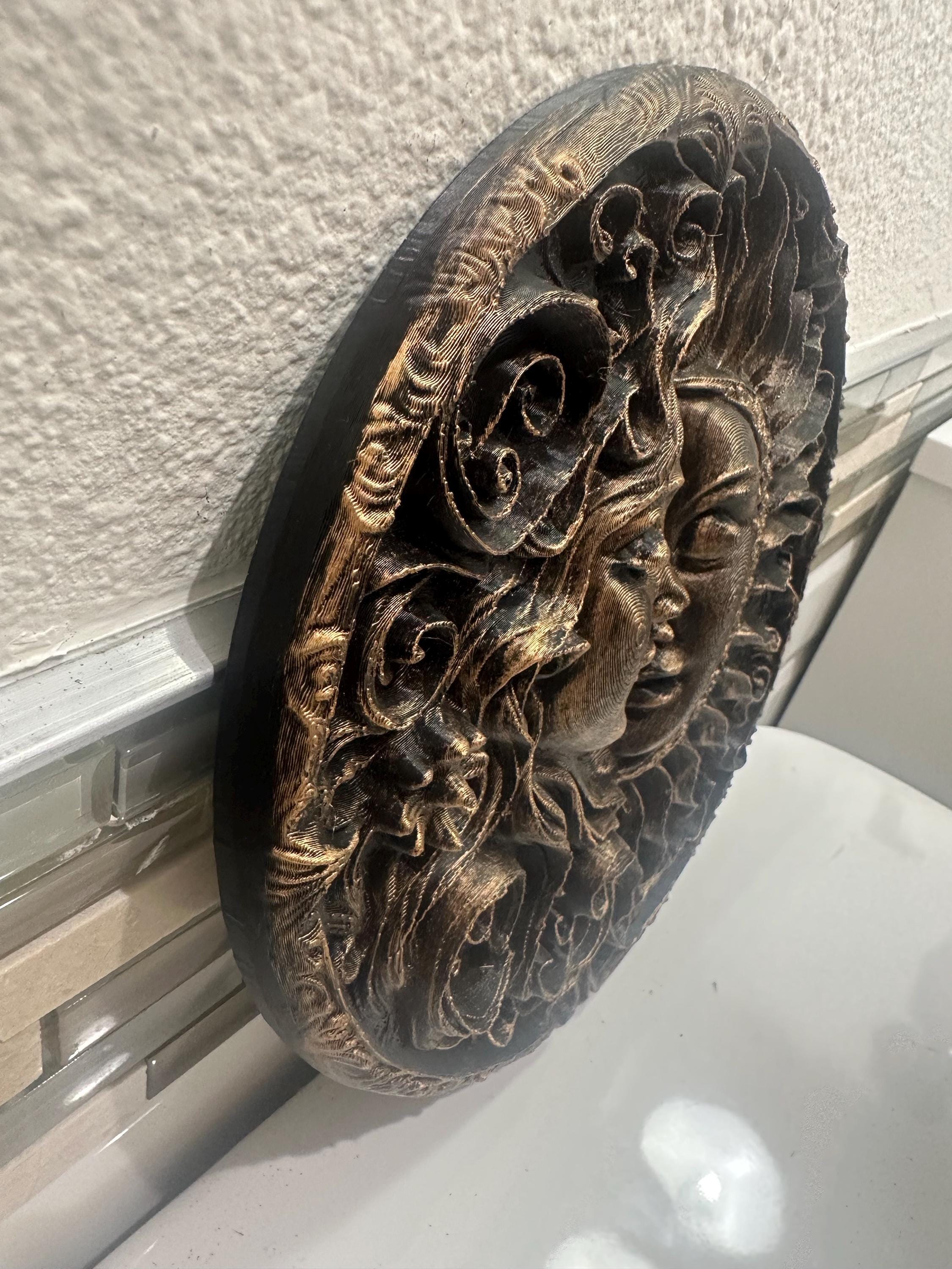 Sun and Moon 8” x 8” Zodiac Astrology Wall Plaque Art Sign 3d Relief Sculpture Home Decor Spiritual Celestial Boho Round