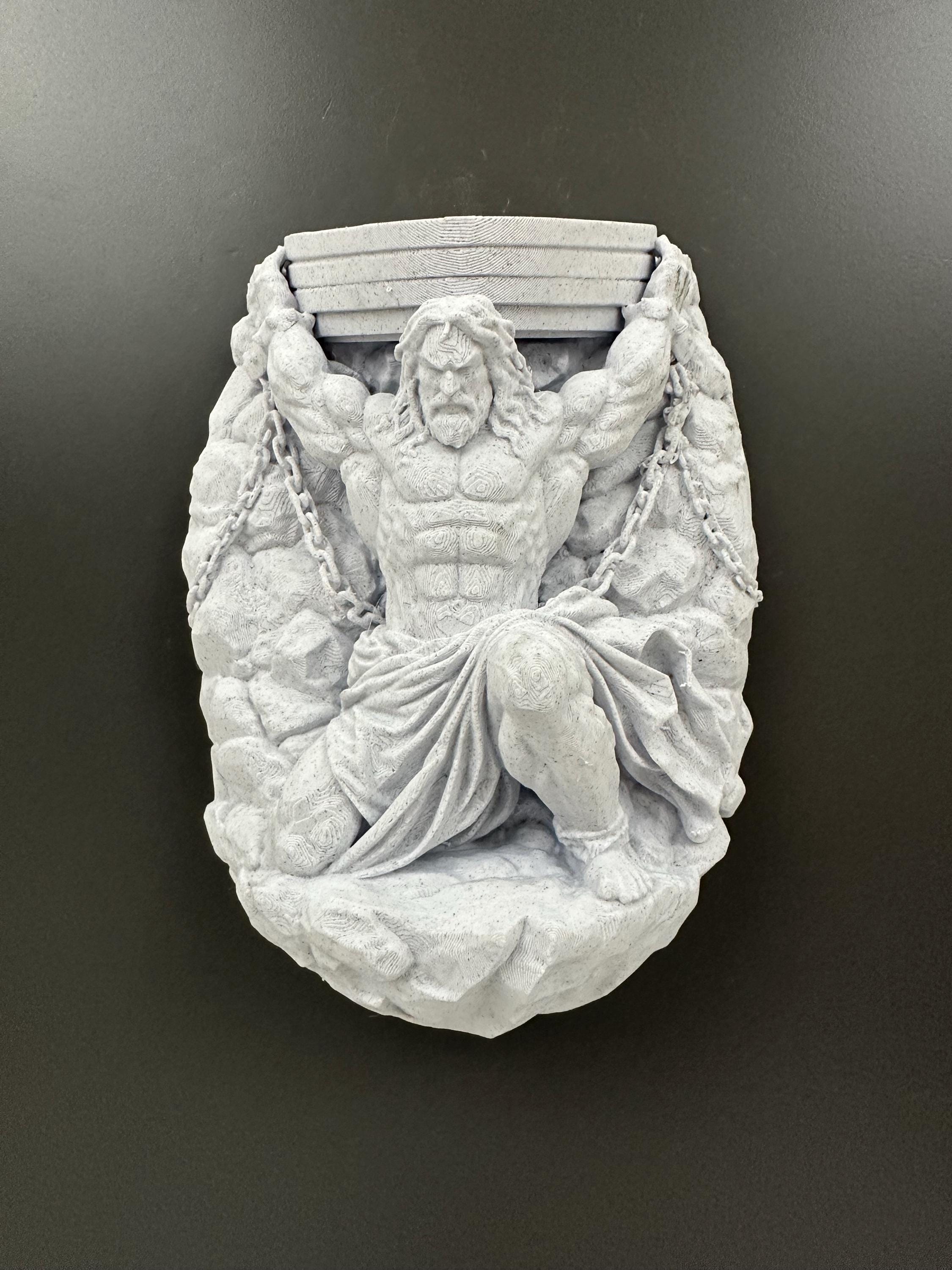Atlas Wall Sculpture Home Gym Decor | Greek Mythology Titan Statue | Bodybuilder Strength Art | Weightlifting Gift for Him | Man Cave Art