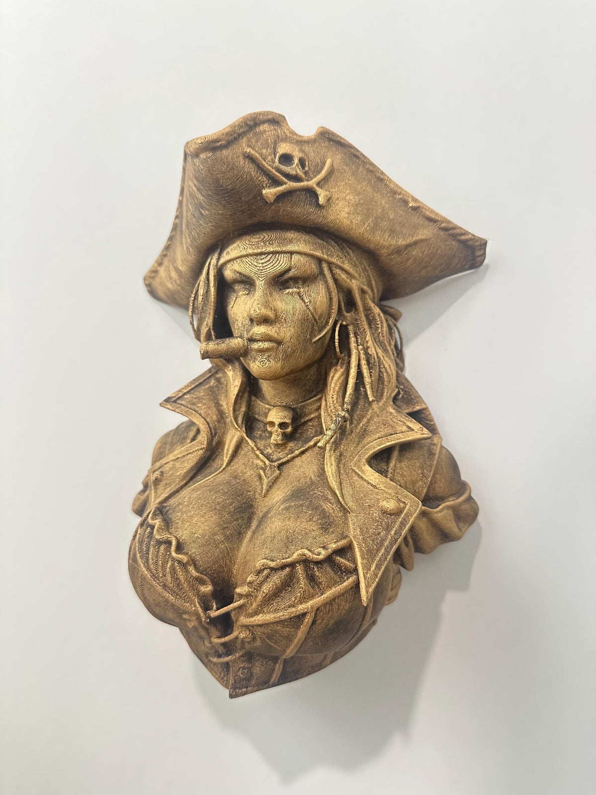 Pirate Smoking Cigar Wall Sculpture Bust