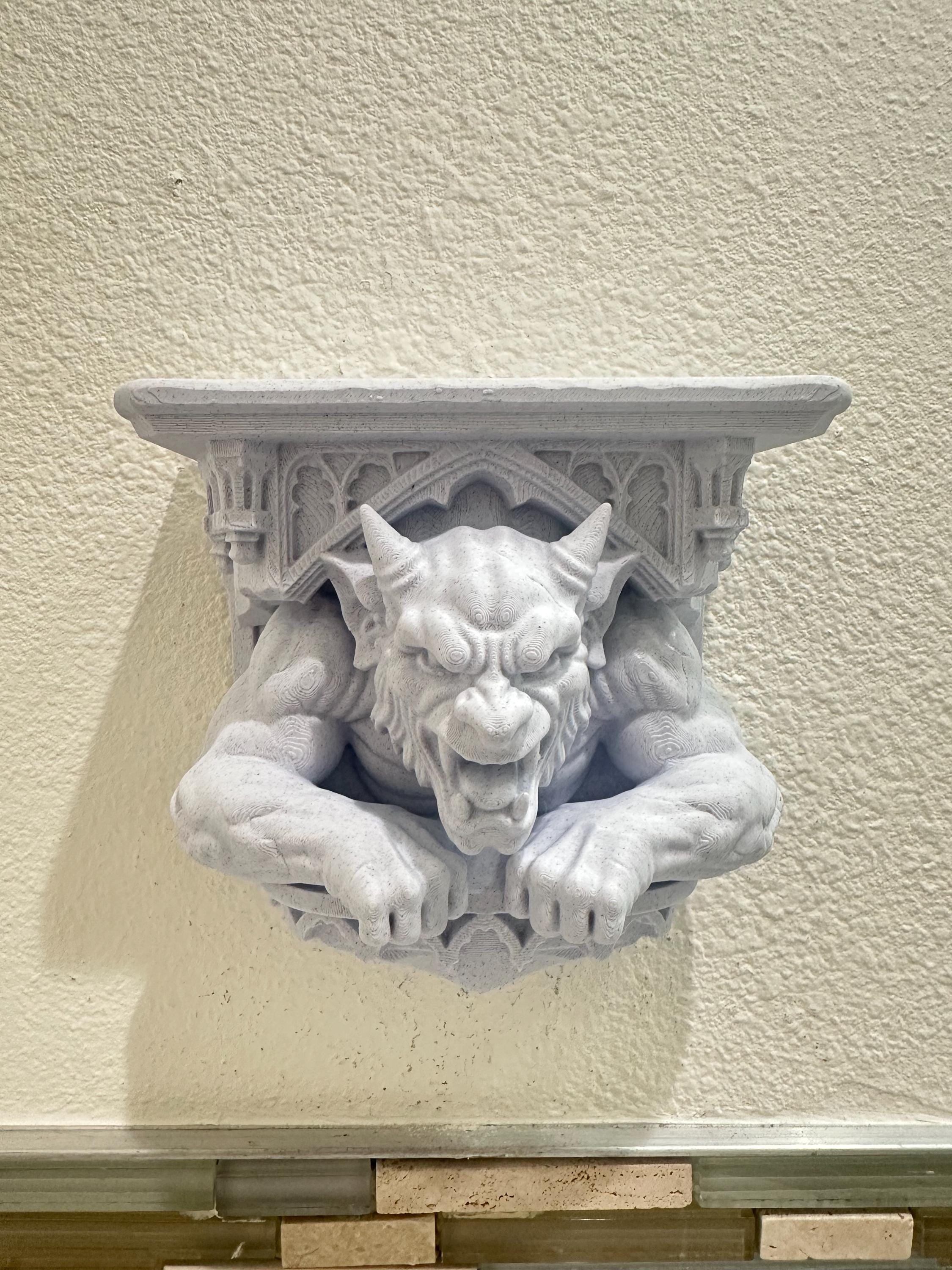 Gothic Bell Tower Gargoyle Wall Shelf - Medieval Cathedral Gargoyle Decor - Dark Academia Wall Art - 7x7x4 Medieval Sculpture