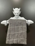 Devil Butler Hand Towel Holder Wall Mount - Gothic Bathroom Decor - Demon Butler Wall Sculpture - Dark Humor Man Cave Gift 9x8x4