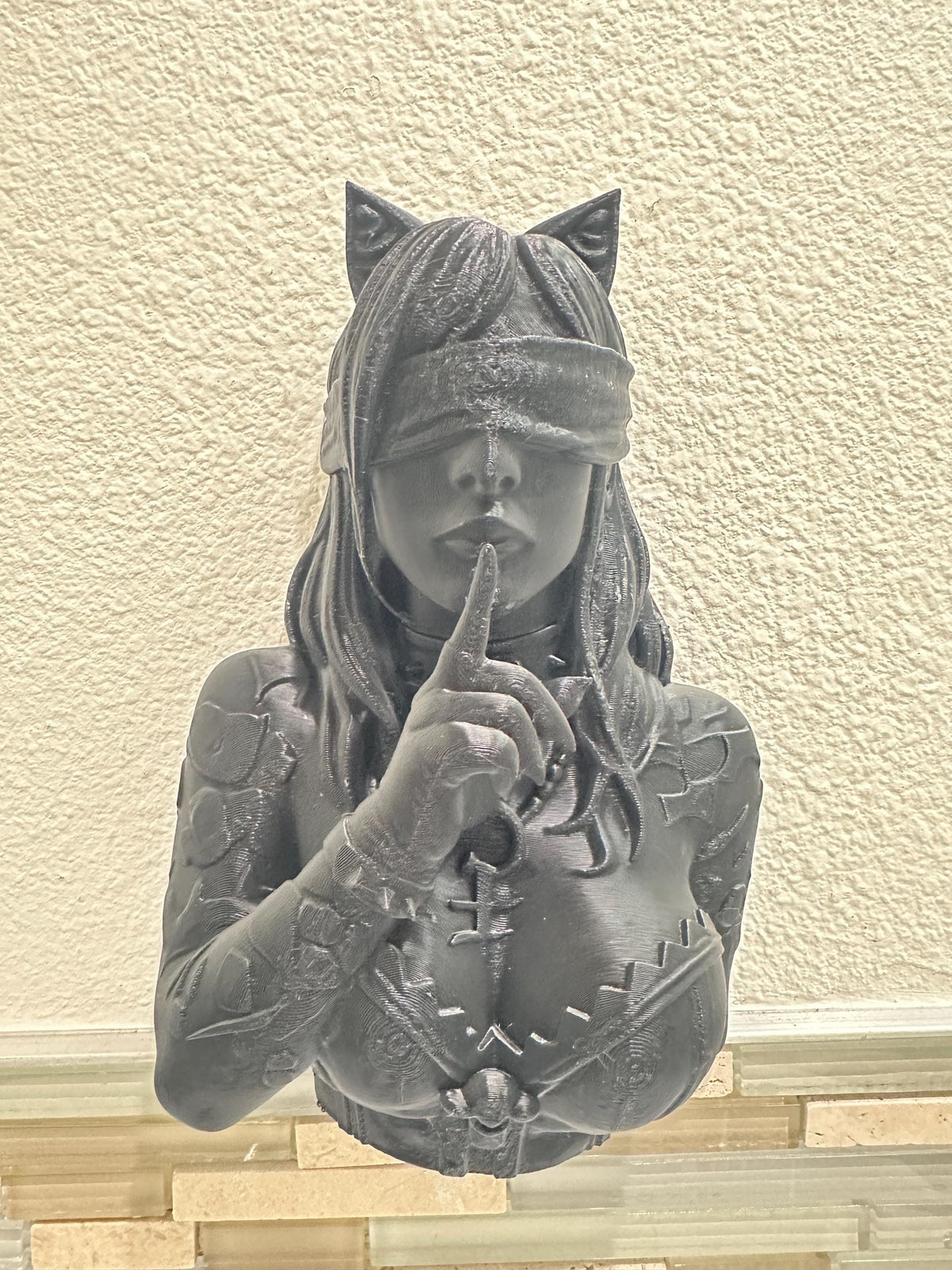 Gothic Occult Cat Girl Wall Sculpture