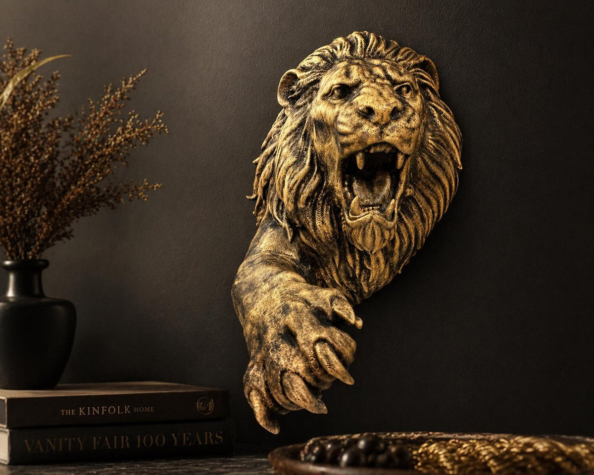 Roaring Lion Head Wall Sculpture