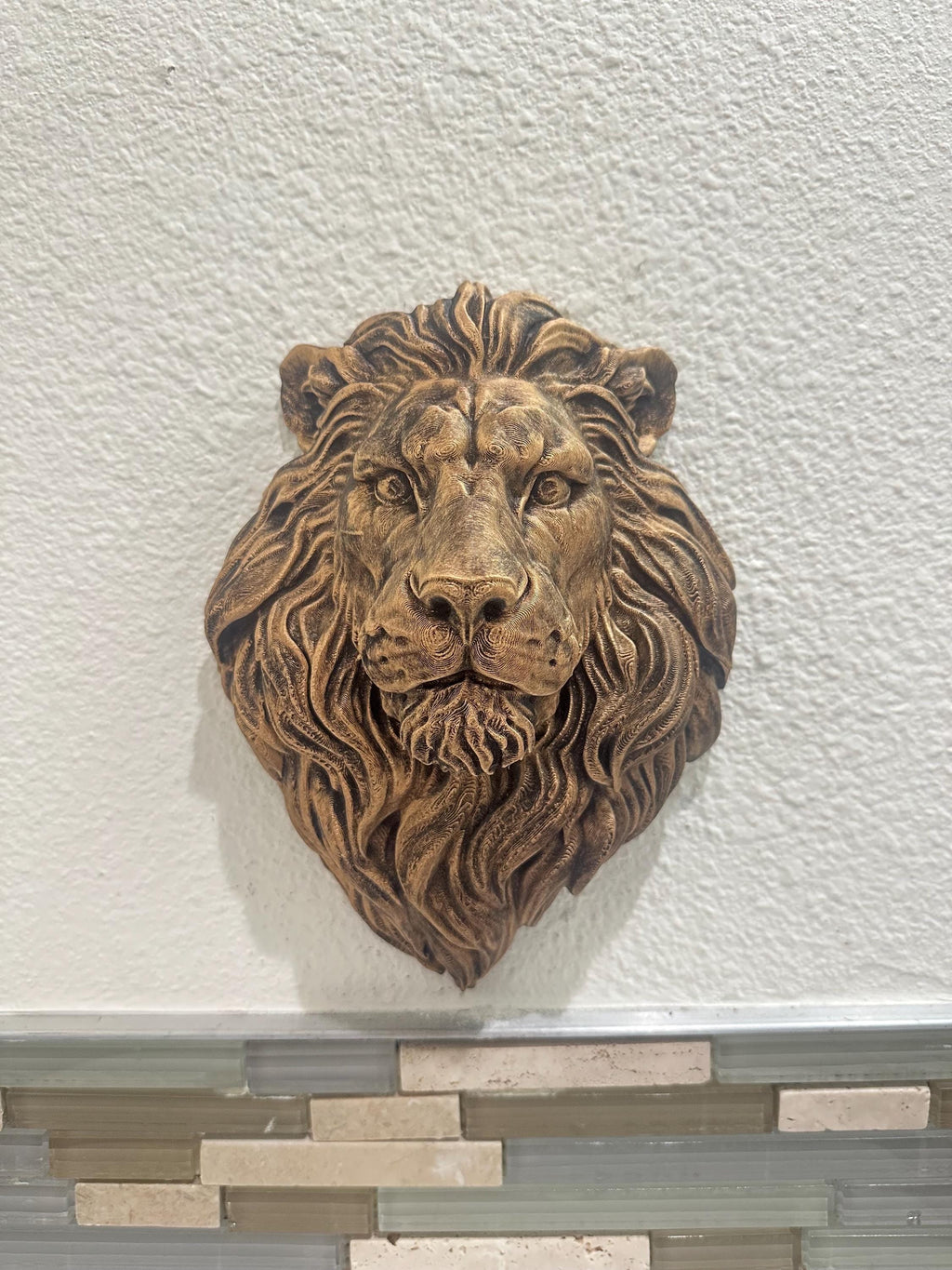 Hand Painted Fierce Lion Head 9x7x3 Hanging Wall Mounted Sculpture - Jungle King Home Decor - Classical Wall Art - Regal Animal Head Mount
