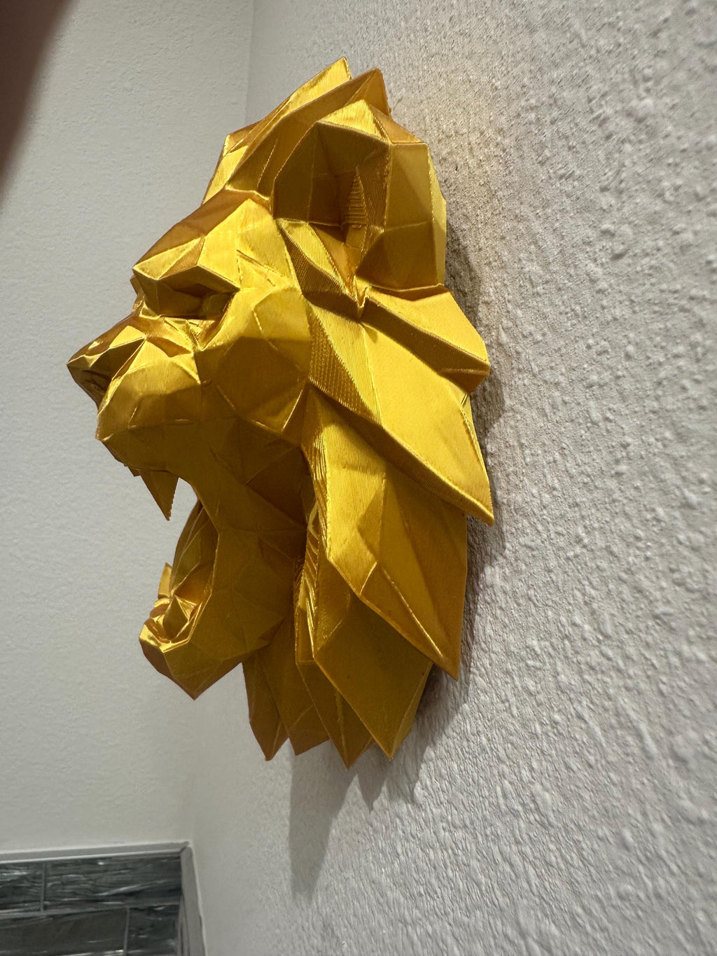Gold Geometric Lion Head Wall Sculpture