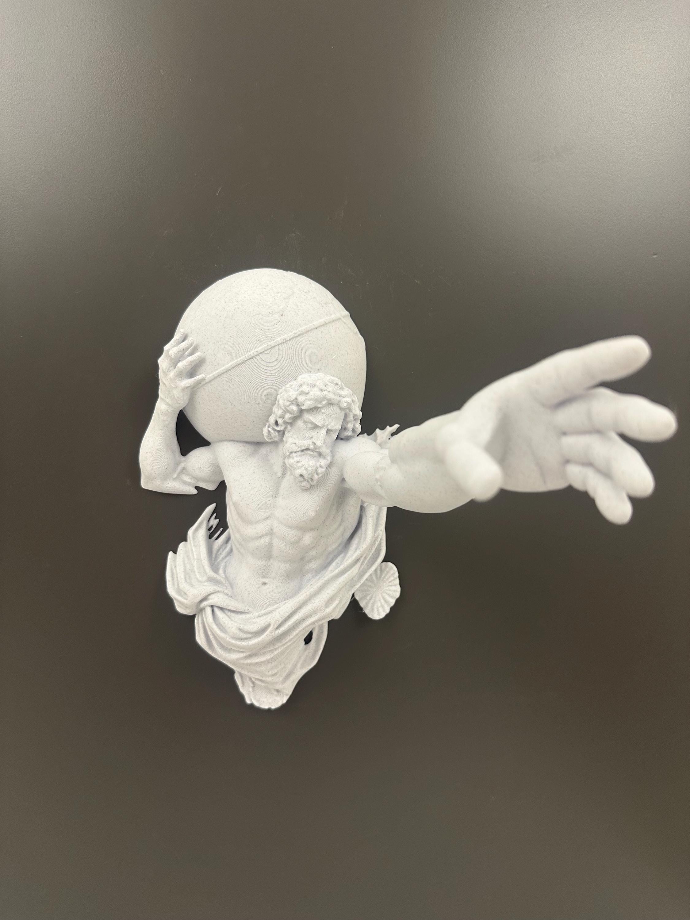 Atlas Hand Towel Holder - Greek Statue Wall Decor - Roman Sculpture Bathroom Mythology Rack - Man Cave Decor