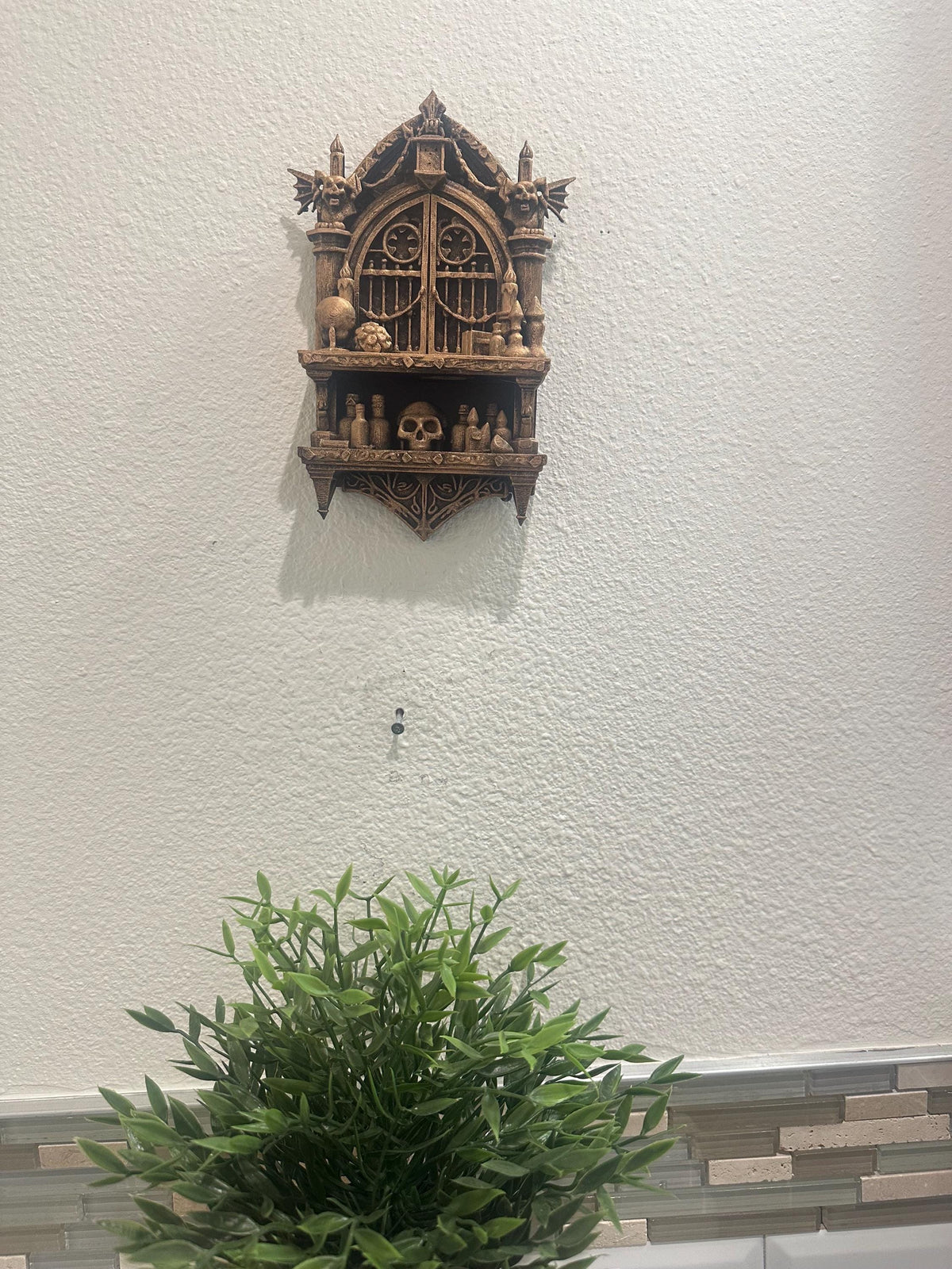 Gothic Cathedral Wall Shelf Skull Decor