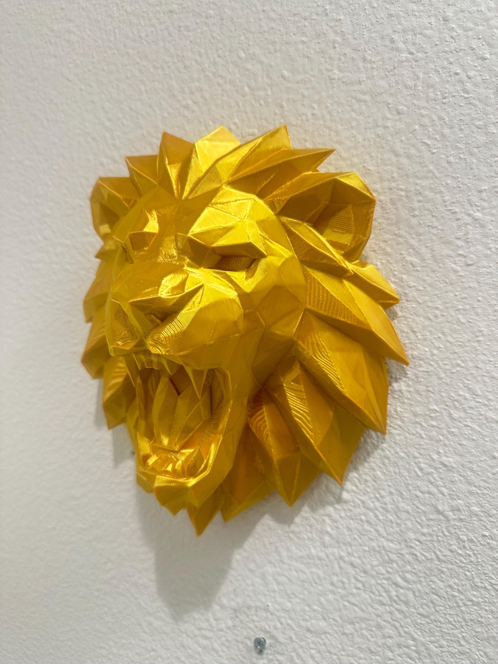 Gold Geometric Lion Head Wall Sculpture