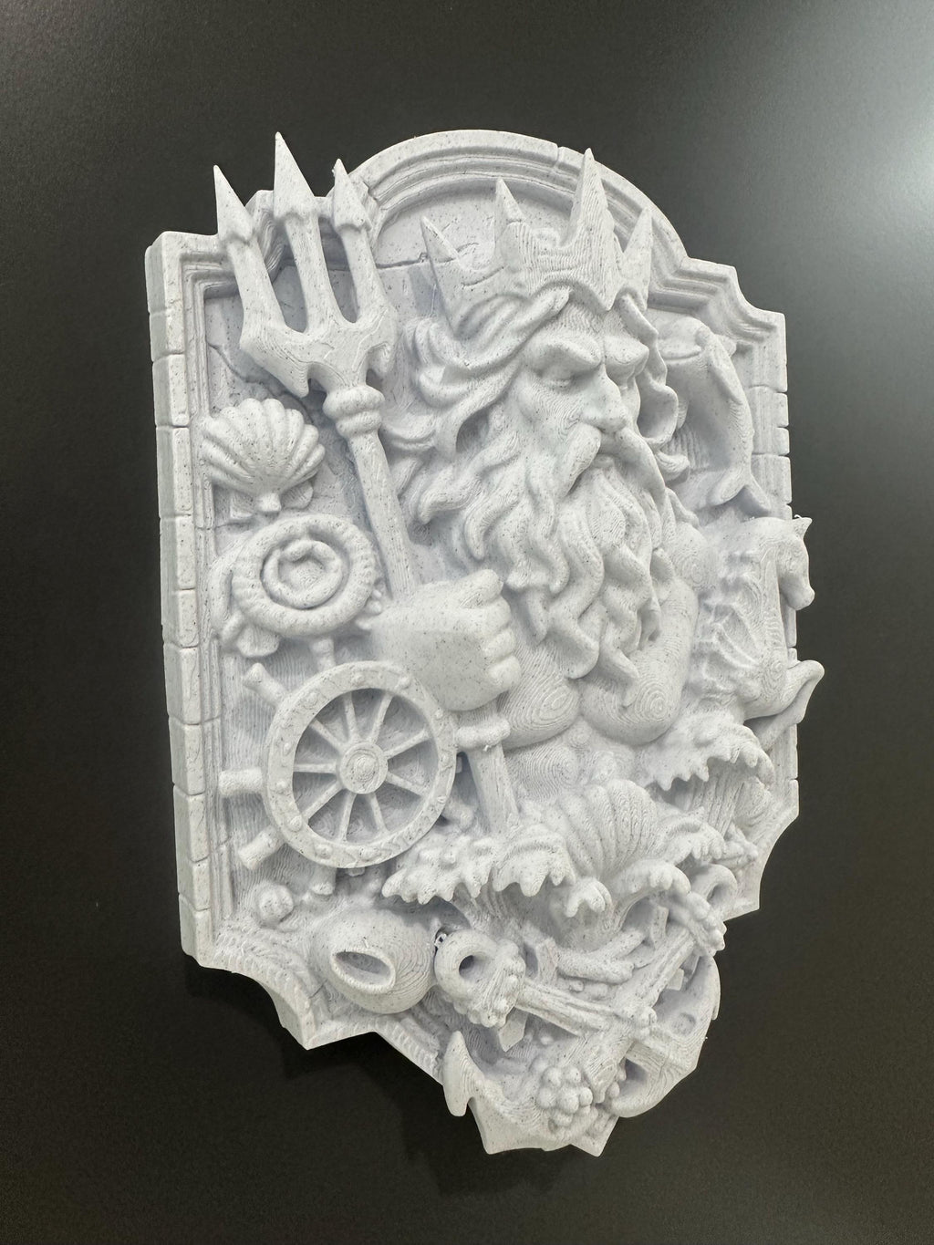 Poseidon Wall Plaque Ocean God Decor Nautical Wall Art Greek Mythology Sea King Sculpture Coastal Home Decor 9x6x2”