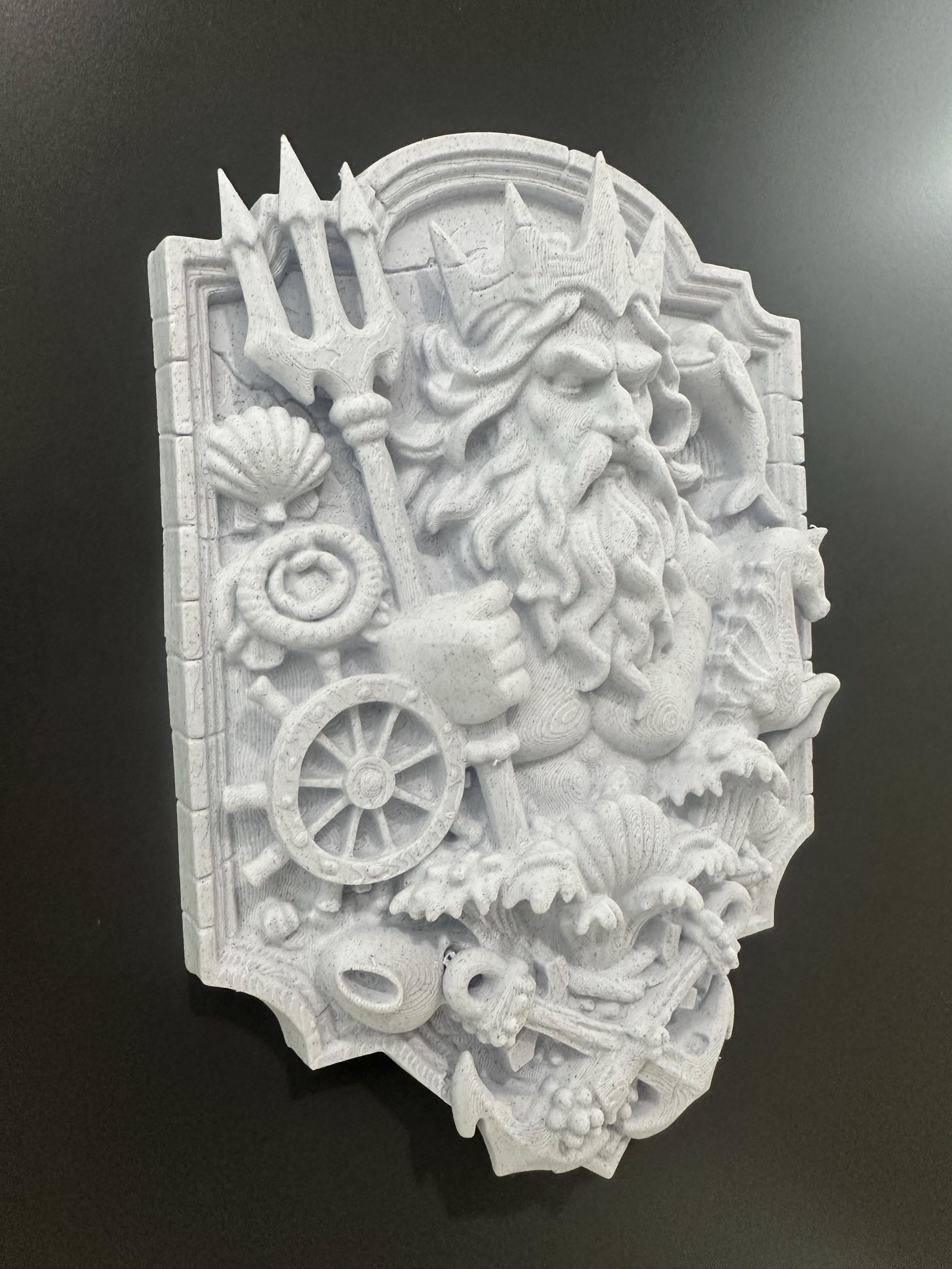 Poseidon Wall Plaque Ocean God Decor Nautical Wall Art Greek Mythology Sea King Sculpture Coastal Home Decor 9x6x2”