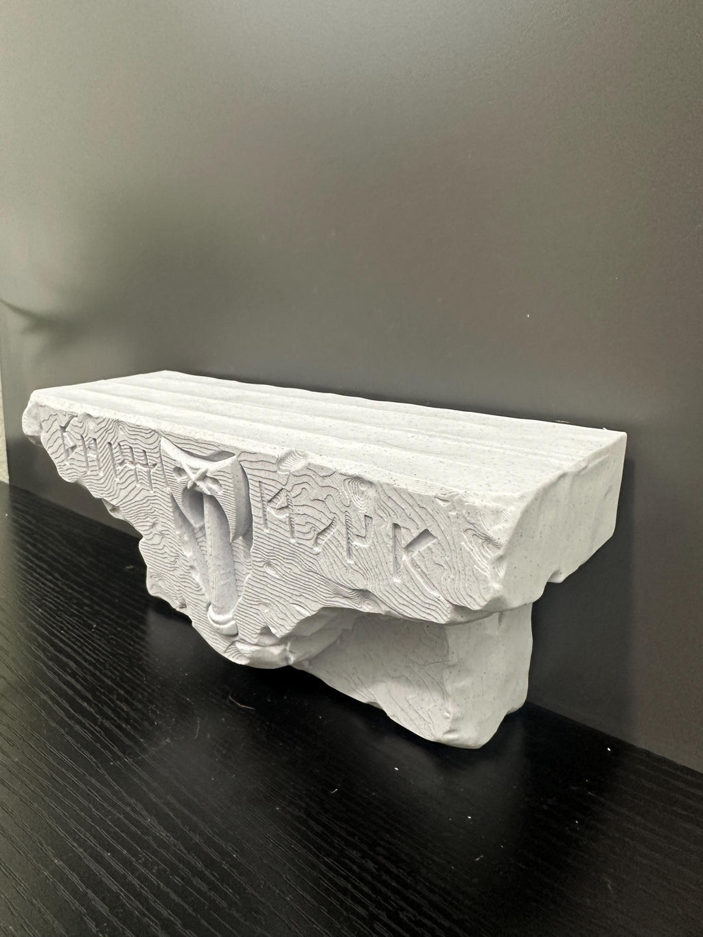 Viking Rune Wall Shelf - Norse Runestone Decor Stone Style Floating Shelf Nordic Mythology Wall Decor Pagan Home Decor 8.5x4x3”