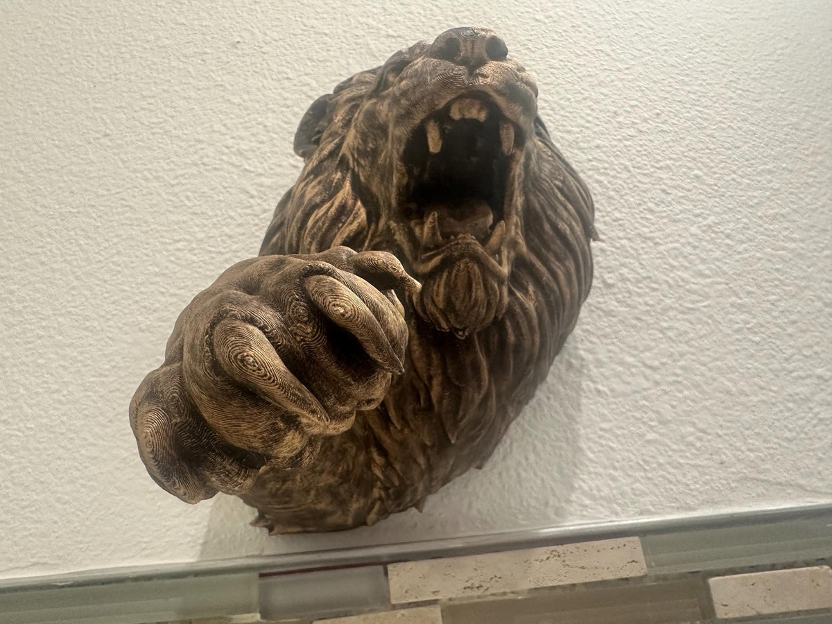 Fierce Lion Head Wall Sculpture — Two Sizes