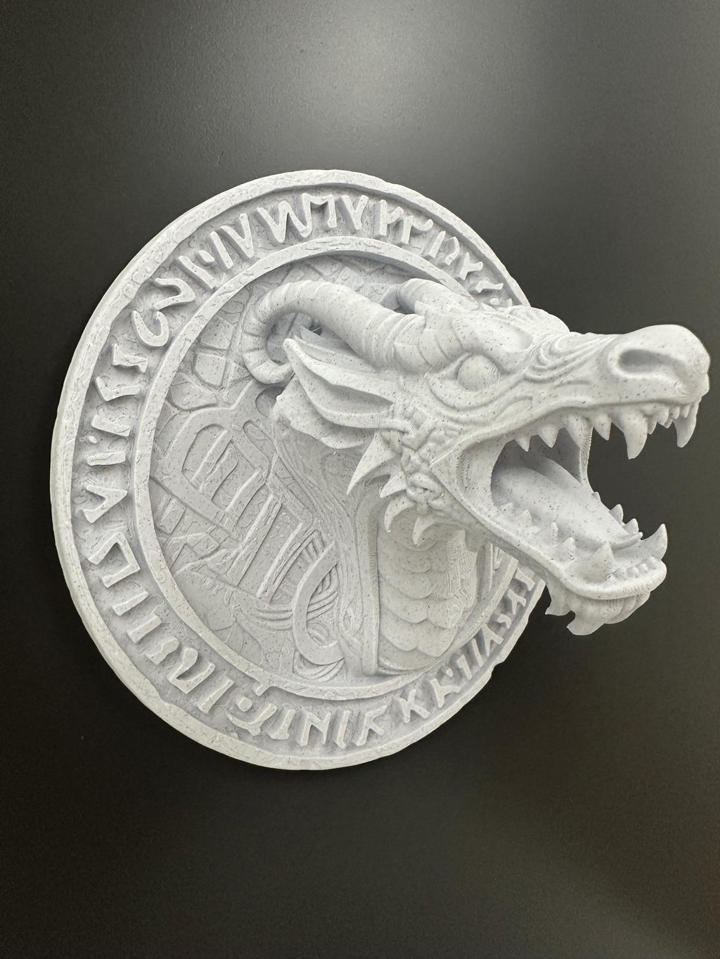 Viking Dragon Wall Plaque - Norse Dragon Runestone - Nordic Dragon Wall Art - Norse Mythology Decor - Medieval Fantasy Dragon Sculpture