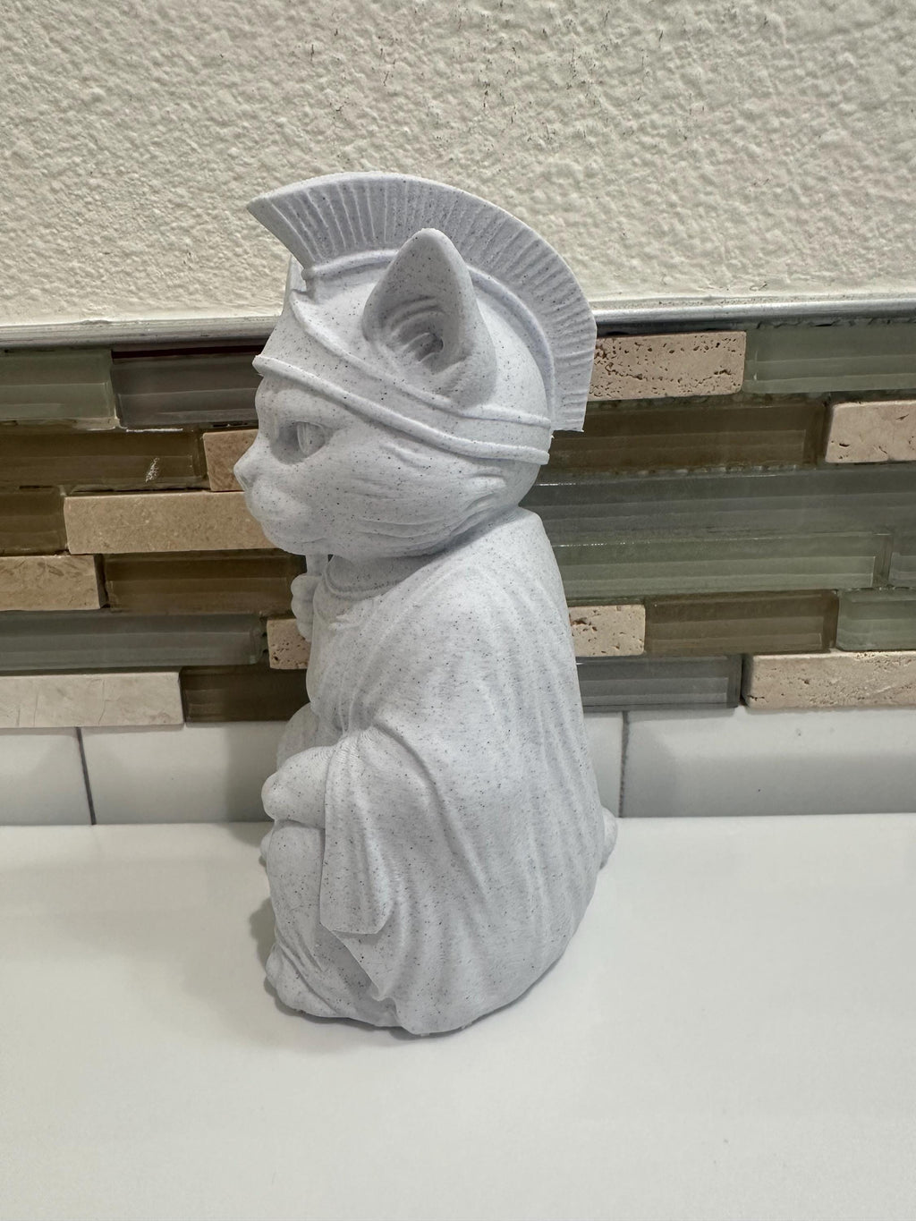 6” Roman Cat With Spear Ancient Greek Gladiator Statue Figurine - Unique Cat Lover Gift Home Desk Decor Figure