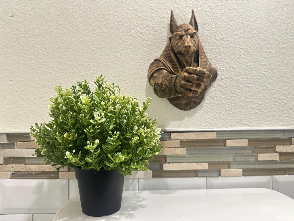Hand Painted Anubis Wall Mount Sculpture - Egyptian God Mythology Wall Art - Gothic Wall Decor - Dark Fantasy Home Decor 9x7x6