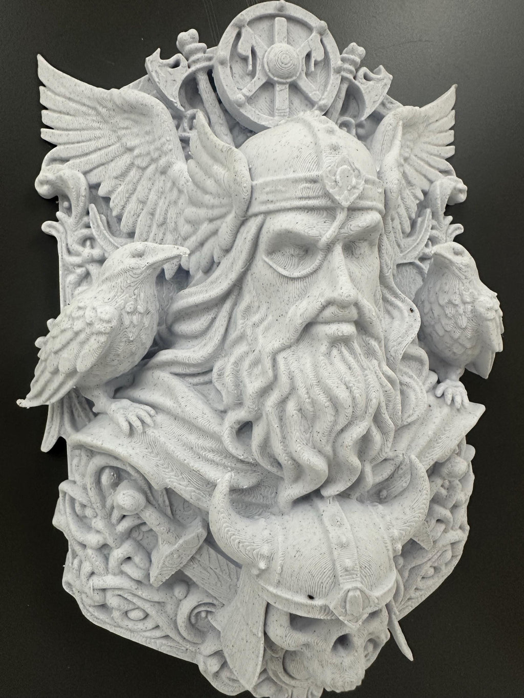 Odin Raven Wall Sculpture - Viking Norse God Wall Decor - Nordic Raven Plaque - Gothic Viking Wall Art - Odin Ravens Huginn Muninn Decor 9”