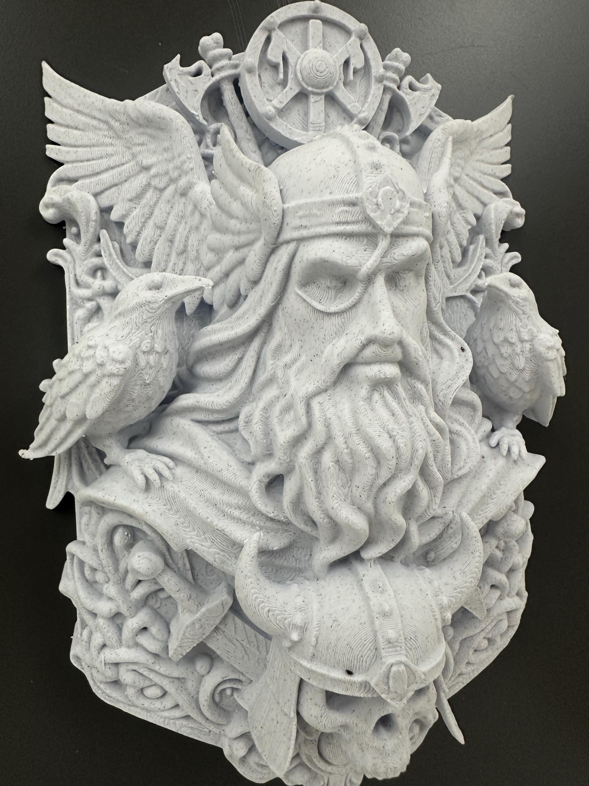Odin Raven Wall Sculpture - Viking Norse God Wall Decor - Nordic Raven Plaque - Gothic Viking Wall Art - Odin Ravens Huginn Muninn Decor 9”