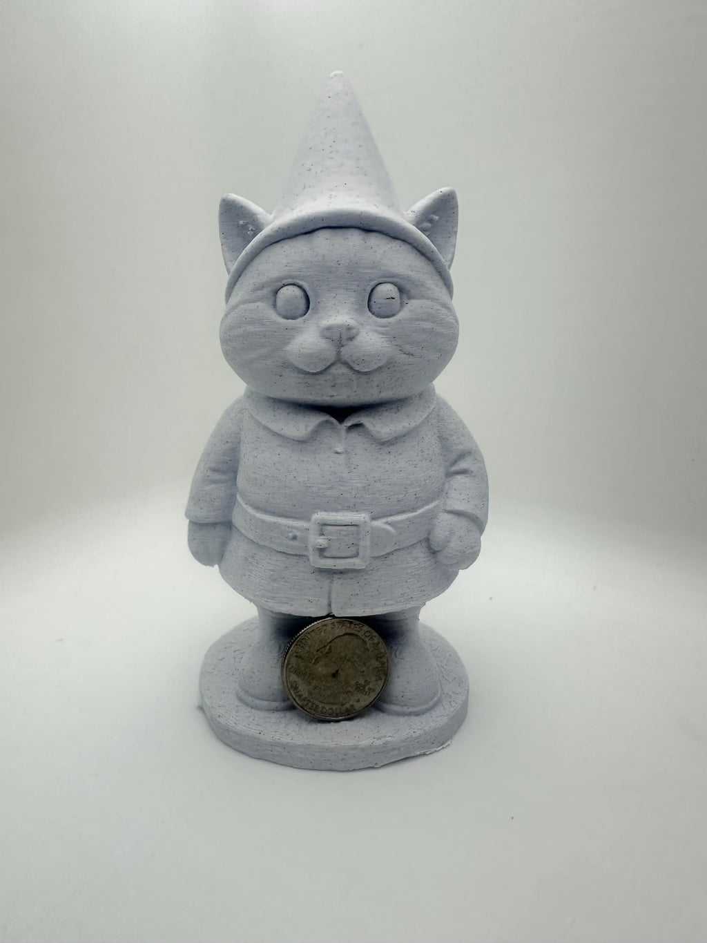 Cat Garden Gnome Figurine - 6” Statue - Whimsical Cat Lover Gift - Unpainted Cute Home Desk Decor Figure