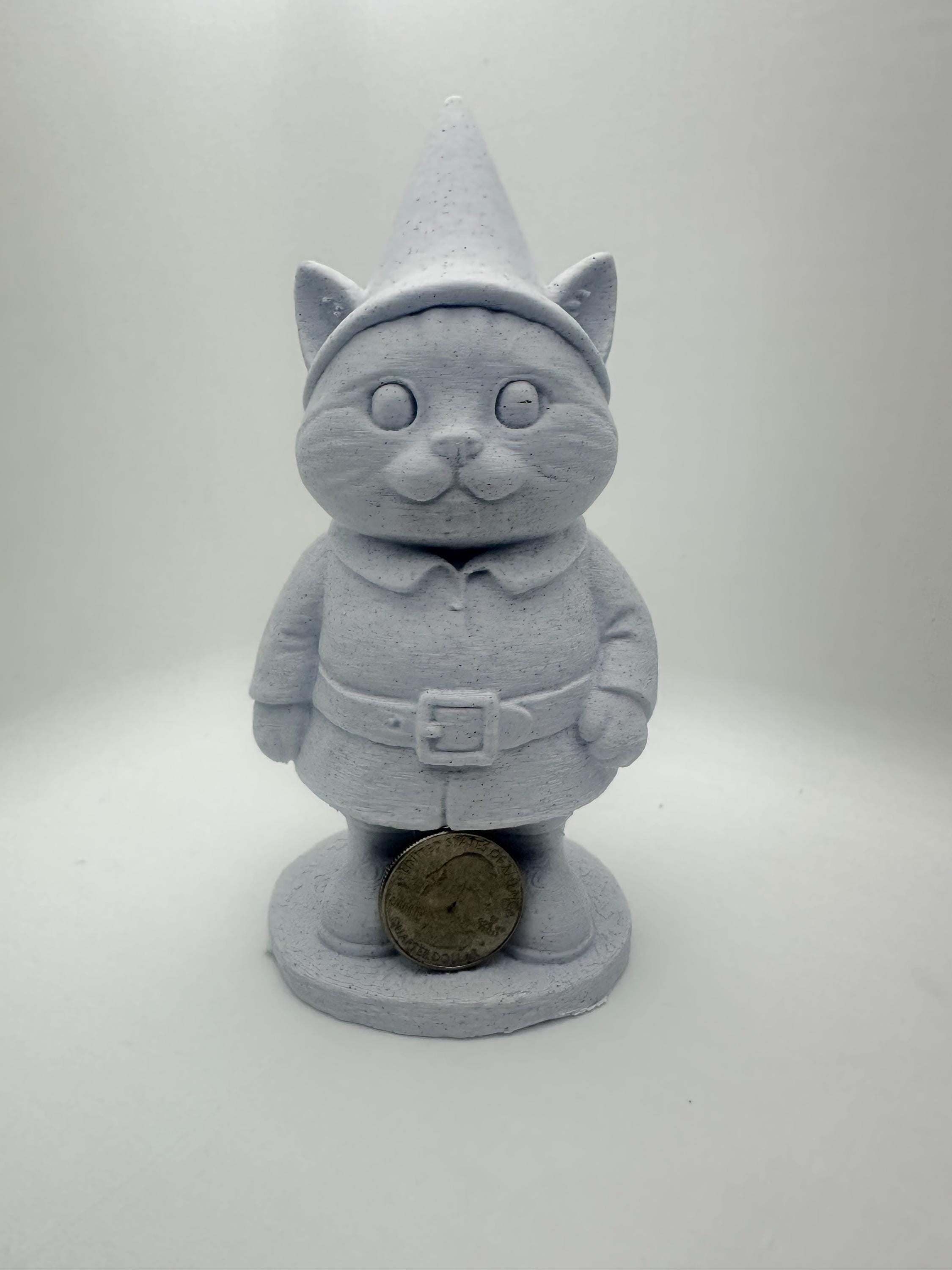 Cat Garden Gnome Figurine - 6” Statue - Whimsical Cat Lover Gift - Unpainted Cute Home Desk Decor Figure