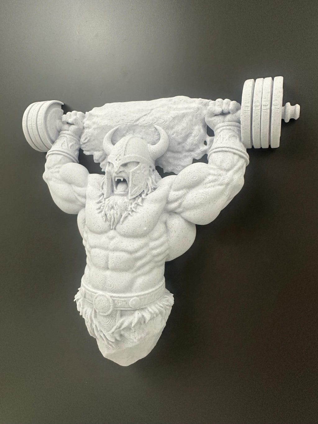 Viking Wall Decor Barbell Sculpture - Gym Wall Art - Norse Warrior Fitness Decor - Bodybuilding Wall Hanging - Weightlifting Gift