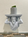 Zeus Wall Shelf - Greek Mythology Decor - God of Thunder Sculpture - Classical Wall Mount Shelf - Small Floating Shelf 8x7x4