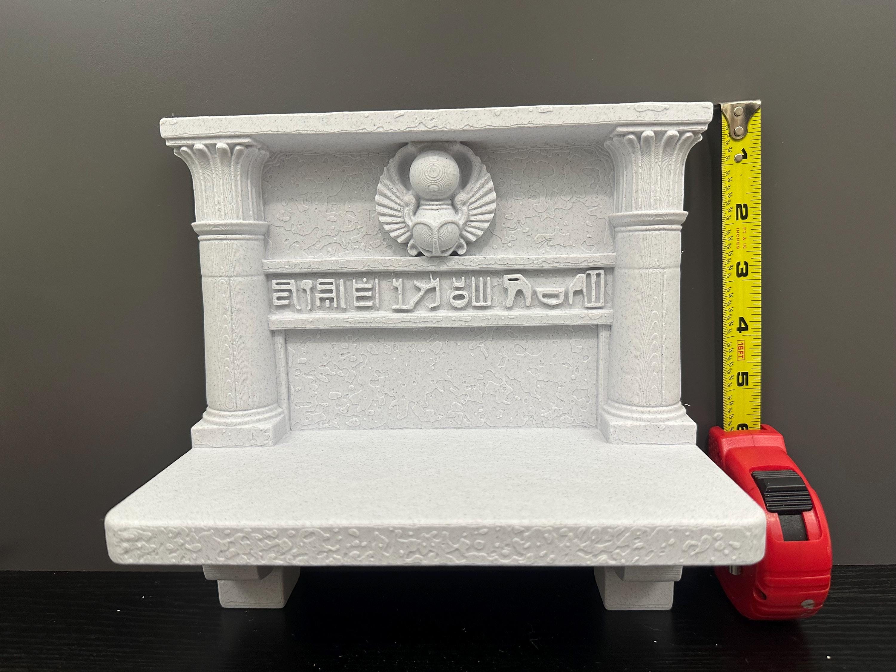 Egyptian Scarab Wall Shelf - Anxient Heiroglyph Stone Style Decor - Pharaoh Temple Display Shelf 9x9x4”