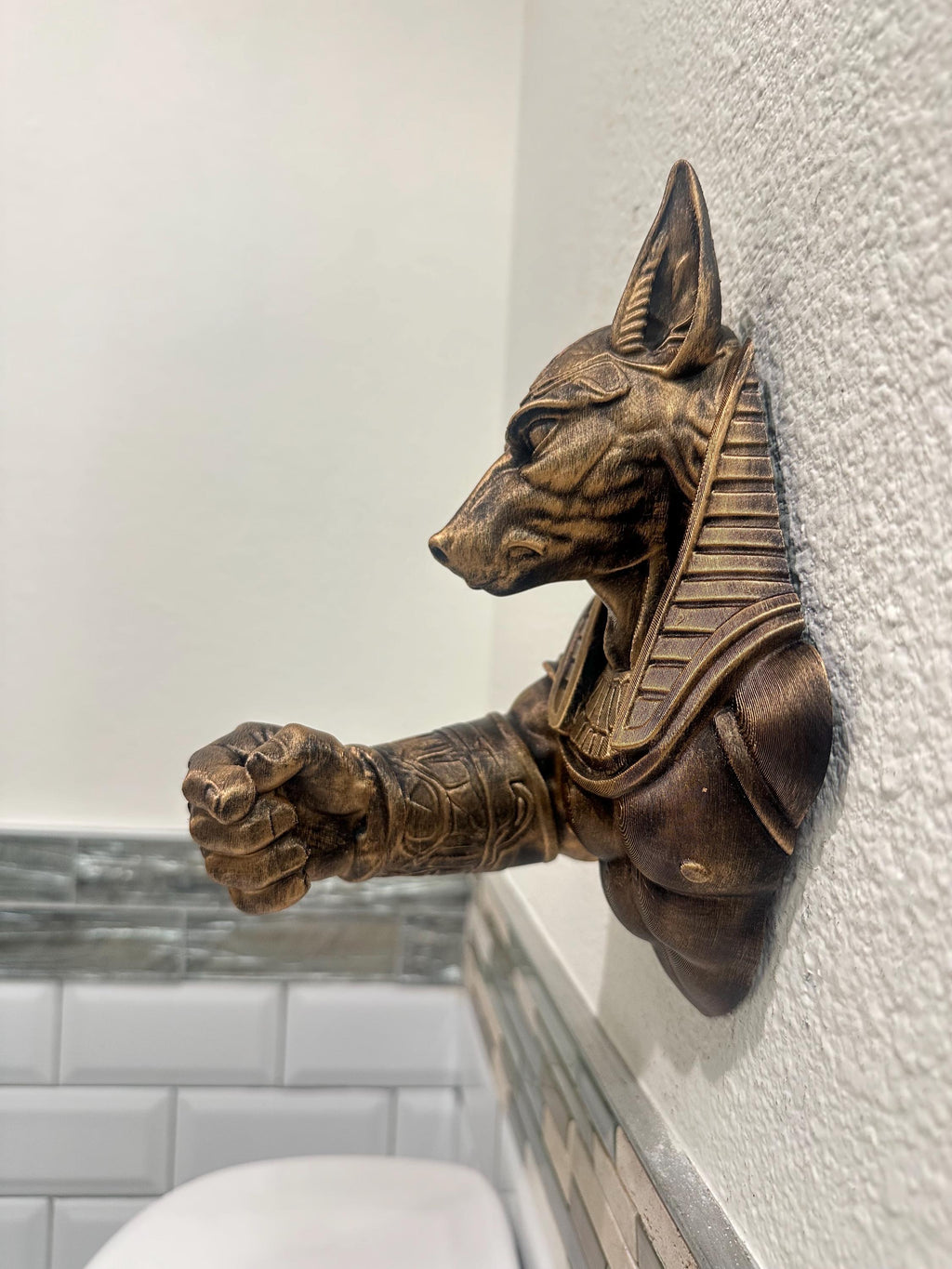 Hand Painted Anubis Wall Mount Sculpture - Egyptian God Mythology Wall Art - Gothic Wall Decor - Dark Fantasy Home Decor 9x7x6
