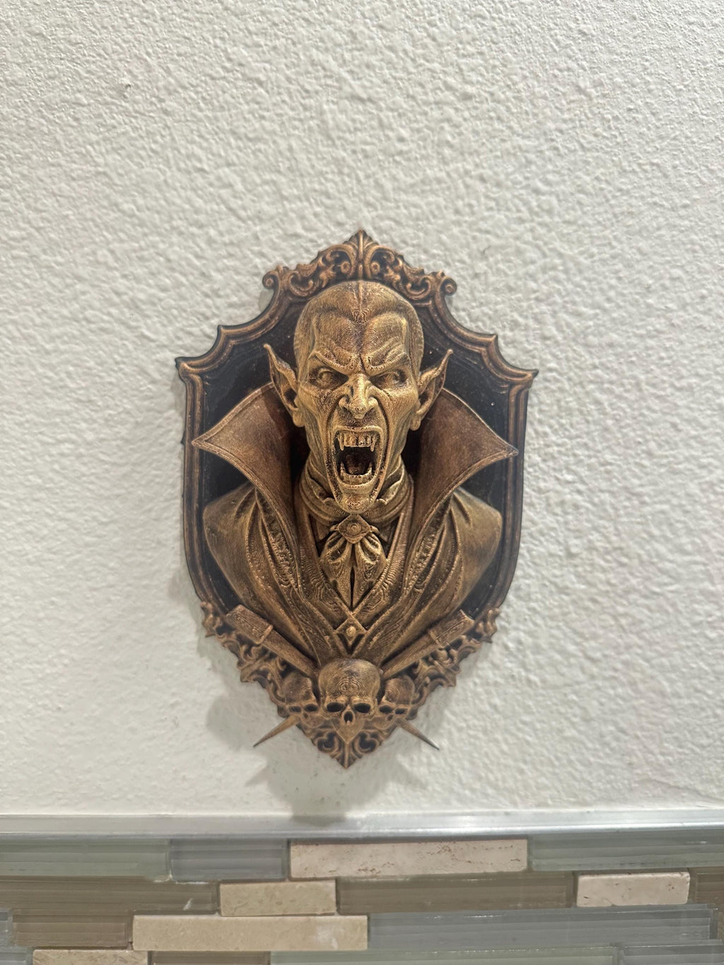 Gothic Vampire Head Wall Plaque