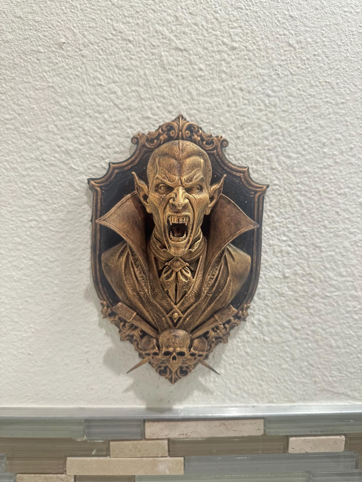 Gothic Vampire Head Wall Plaque