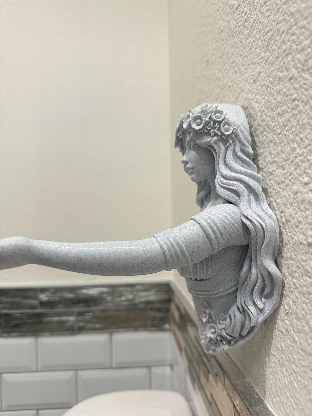Persephone Greek Goddess Wall Hand Towel Holder Mount - Greek Mythology Bathroom Decor - Classical Roman Wall Sculpture - Hand Towel Hook 9”