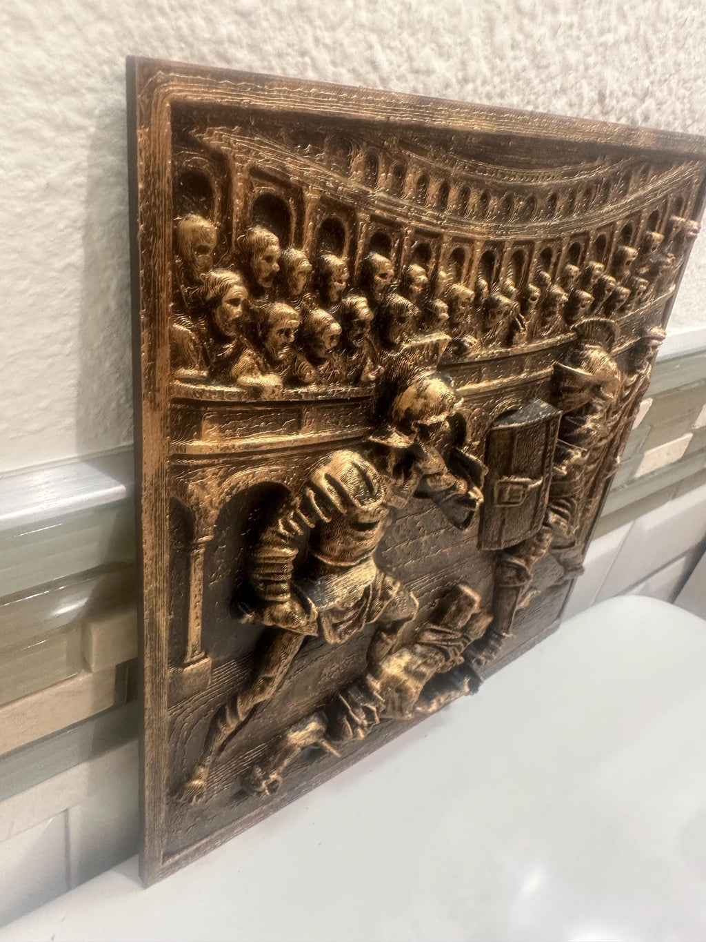 Gladiator Roman Colosseum 8” 3d Wall Art Plaque Home Decor Sculpture