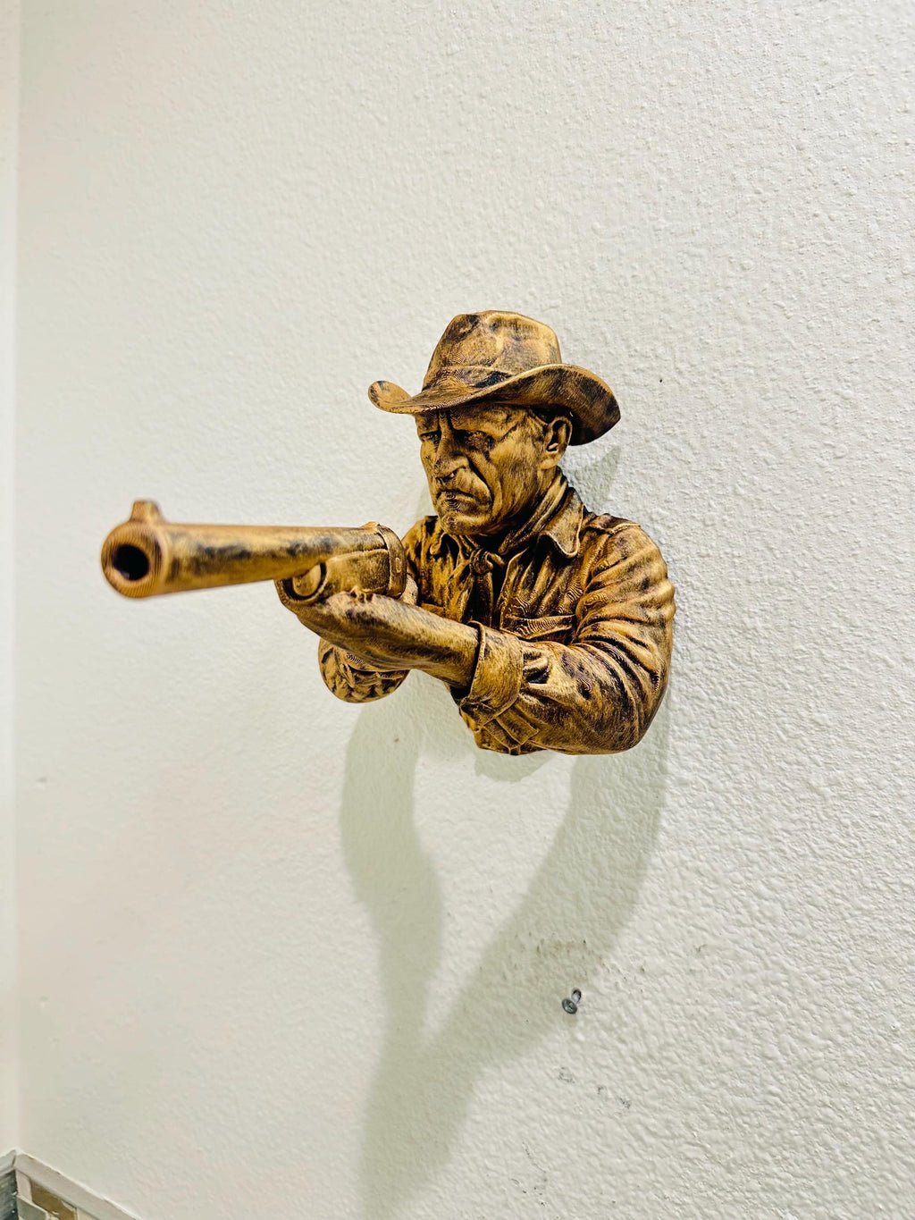 Western Cowboy Shotgun Hand Towel Holder - Rustic Wall Mounted Bathroom Decor - Cowboy Wall Sculpture - Man Cave Decor - Western Wall Art