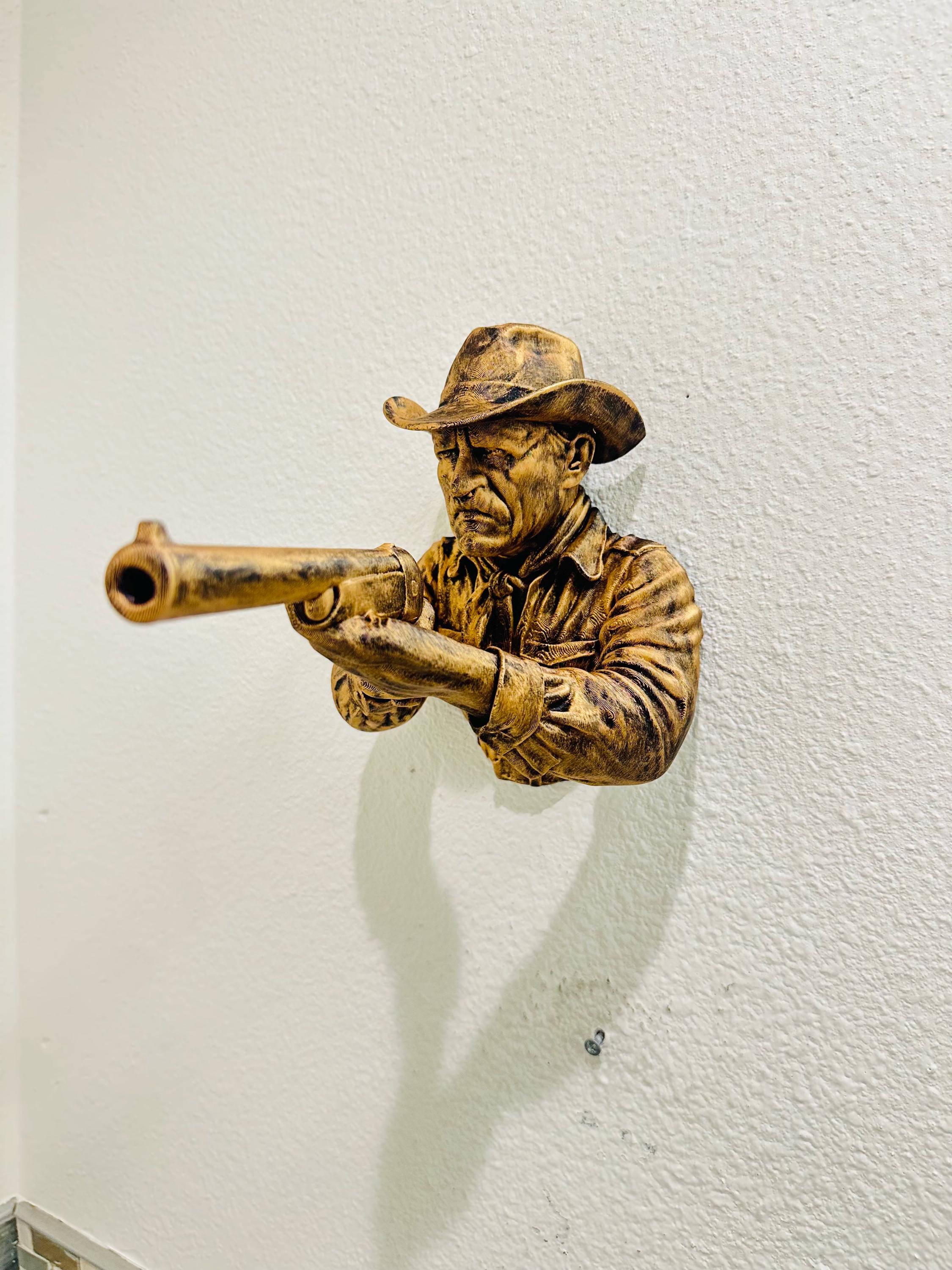Western Cowboy Shotgun Hand Towel Holder - Rustic Wall Mounted Bathroom Decor - Cowboy Wall Sculpture - Man Cave Decor - Western Wall Art