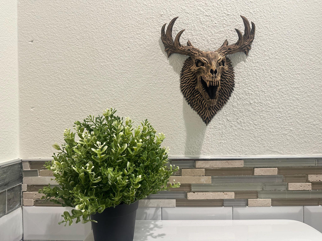 Skull Wall Decor - Gothic Wall Mount - Dark Academia Decor - Wendigo Skull - Horror Home Decor - Cryptid Wall Art