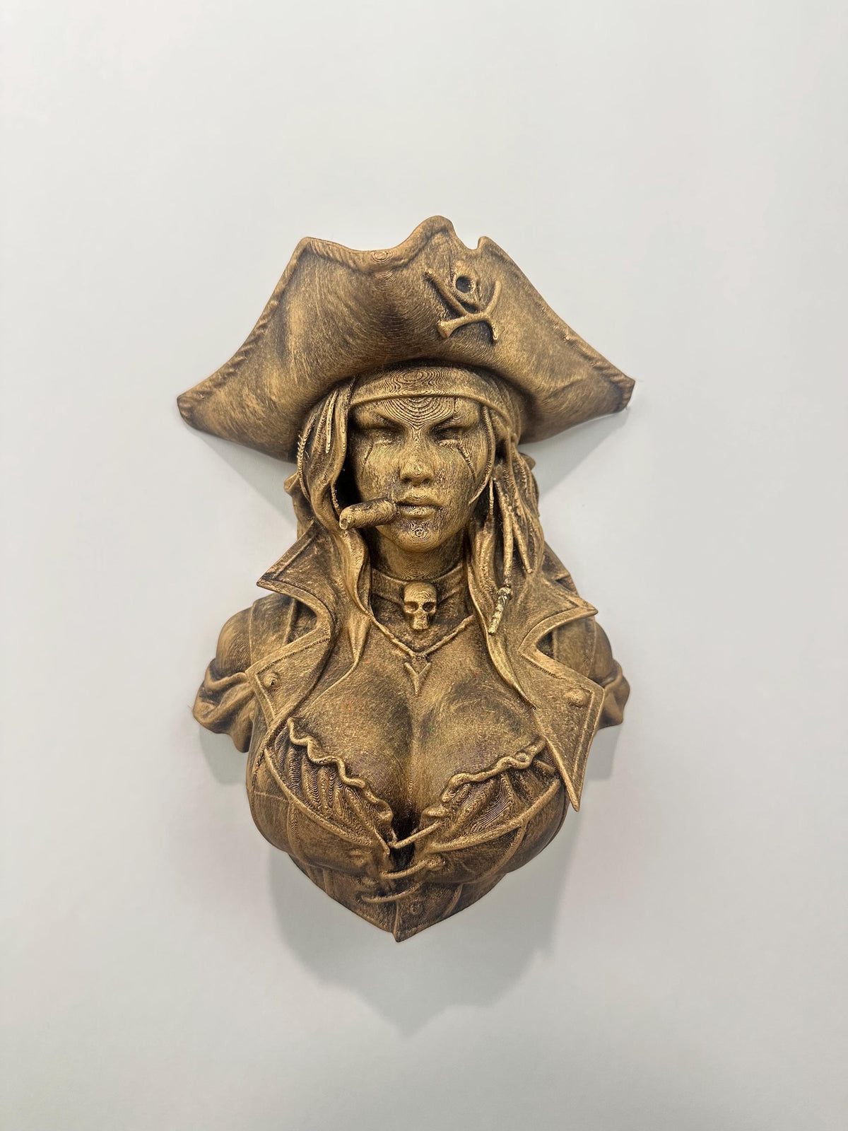 Pirate Smoking Cigar Wall Sculpture Bust