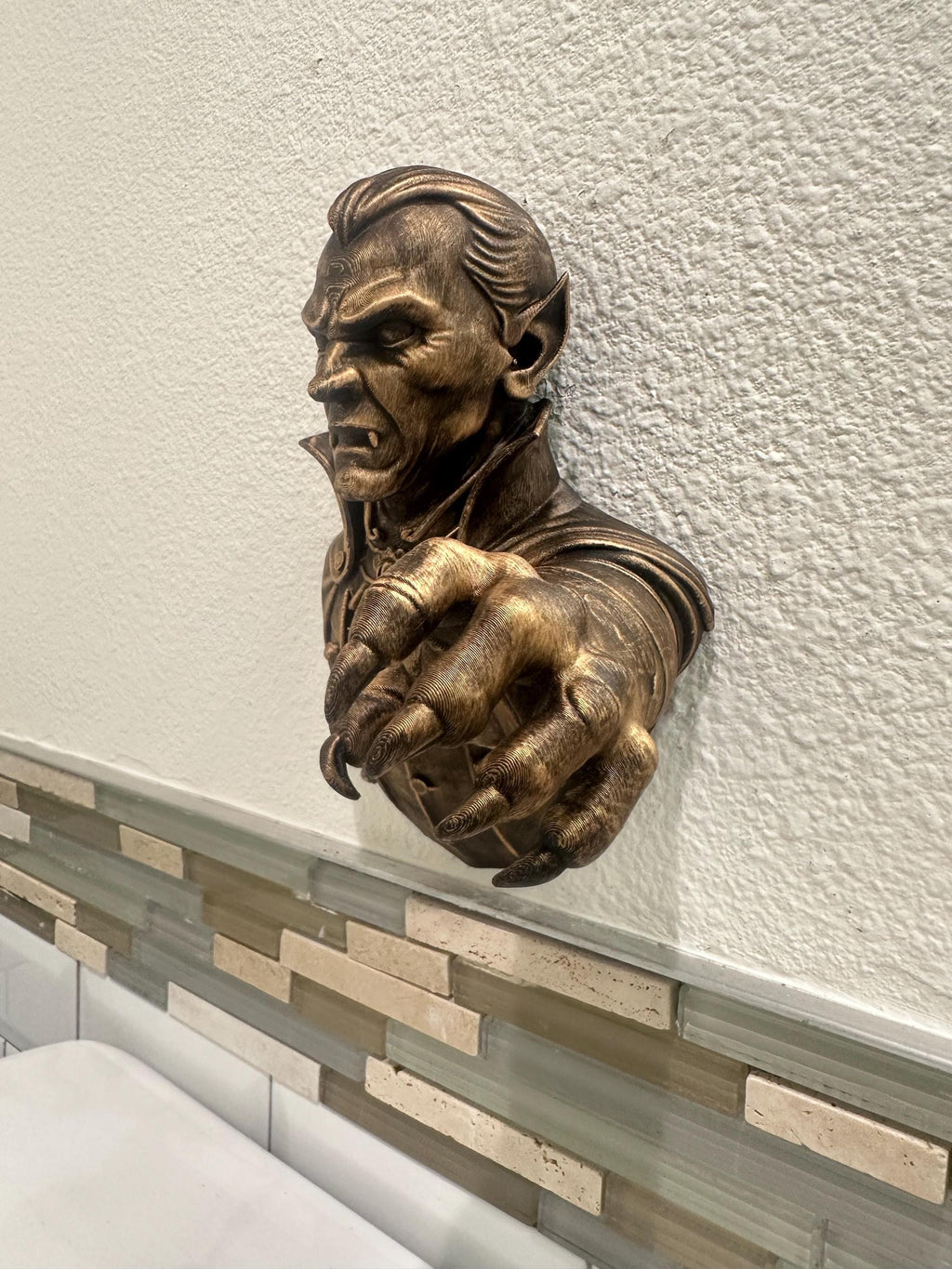 Gothic Vampire Wall Sculpture with Reaching Hand
